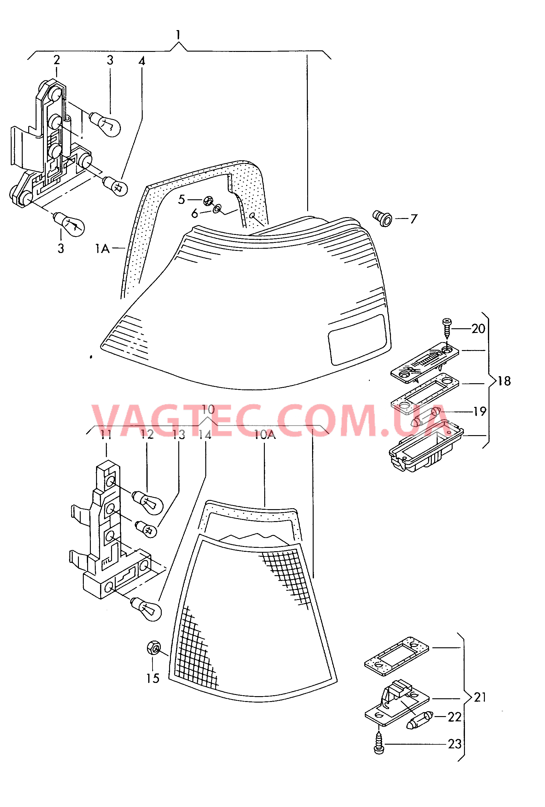 Фонарь стоп-сигн., стояночного света и указателей поворотов VW GOLF   Плафон освещ. номерного знака VW GOLF   для VOLKSWAGEN GOLF 2000