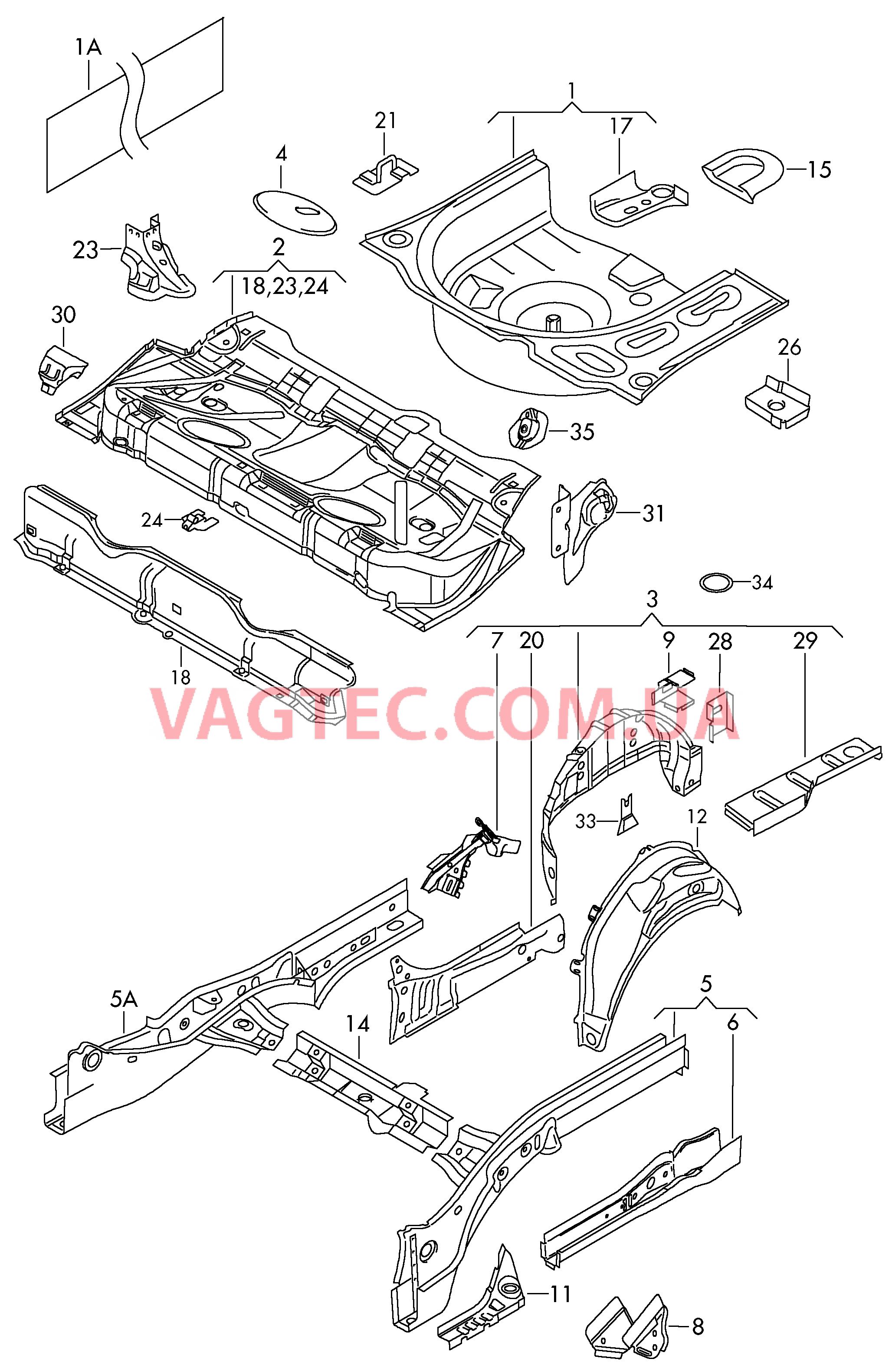 Пол багажника Арка колеса с лонжероном  для VOLKSWAGEN Polo 2004