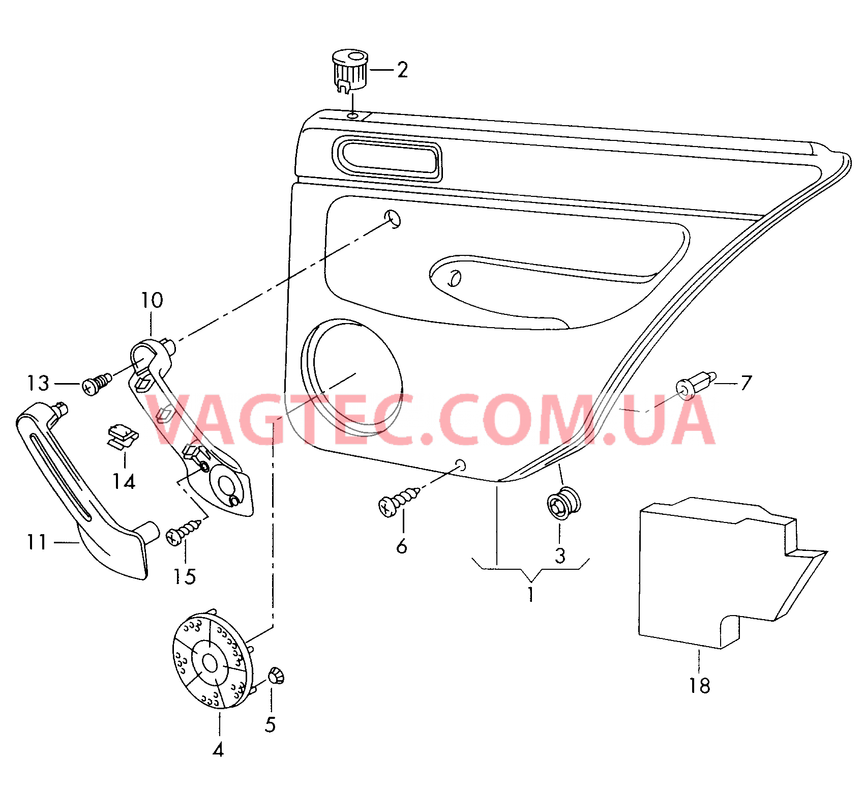 Обшивки дверей Ручка  для VOLKSWAGEN Bora 2003