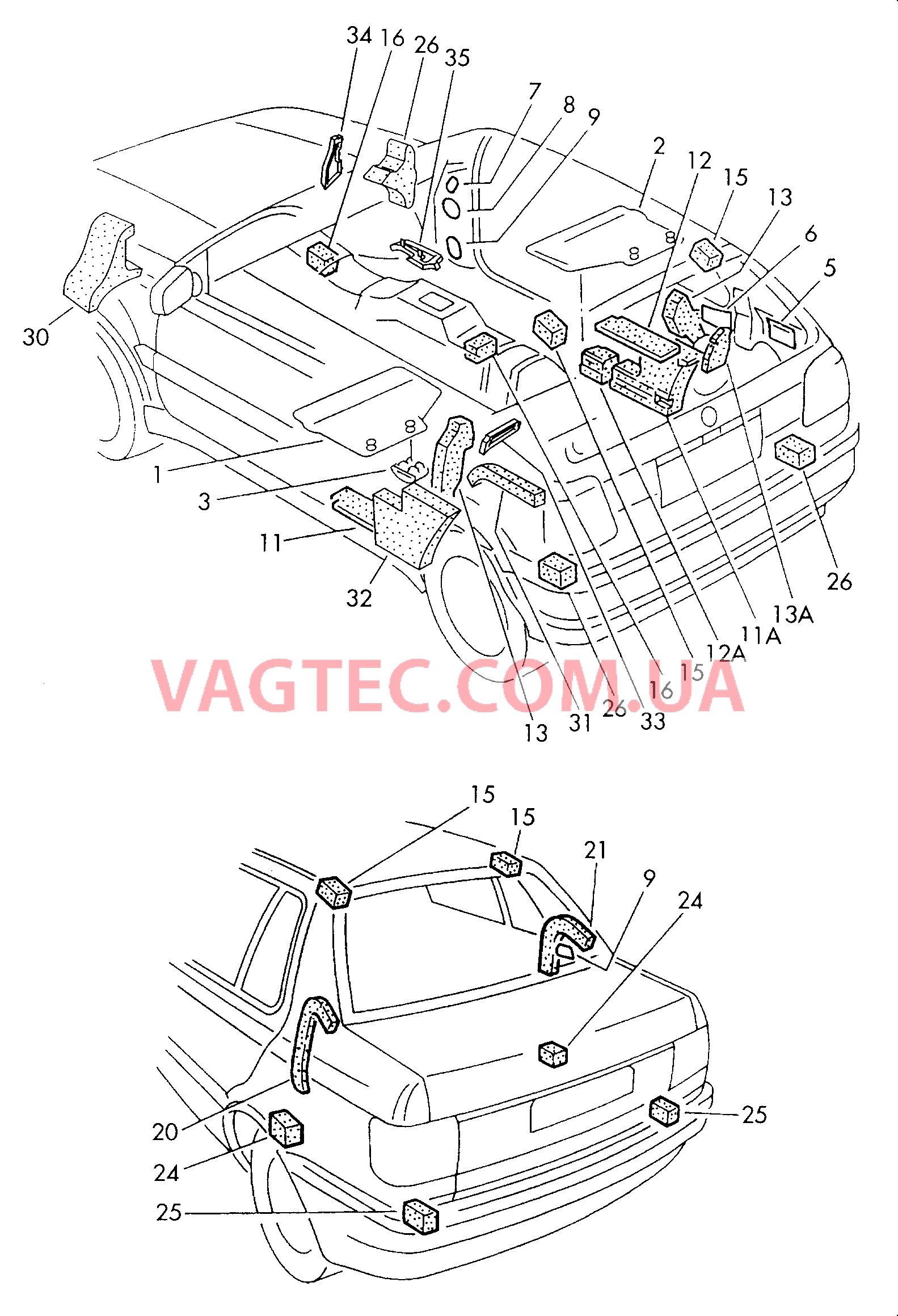 Шумоизоляция Поролон  для VOLKSWAGEN GOLF 2004