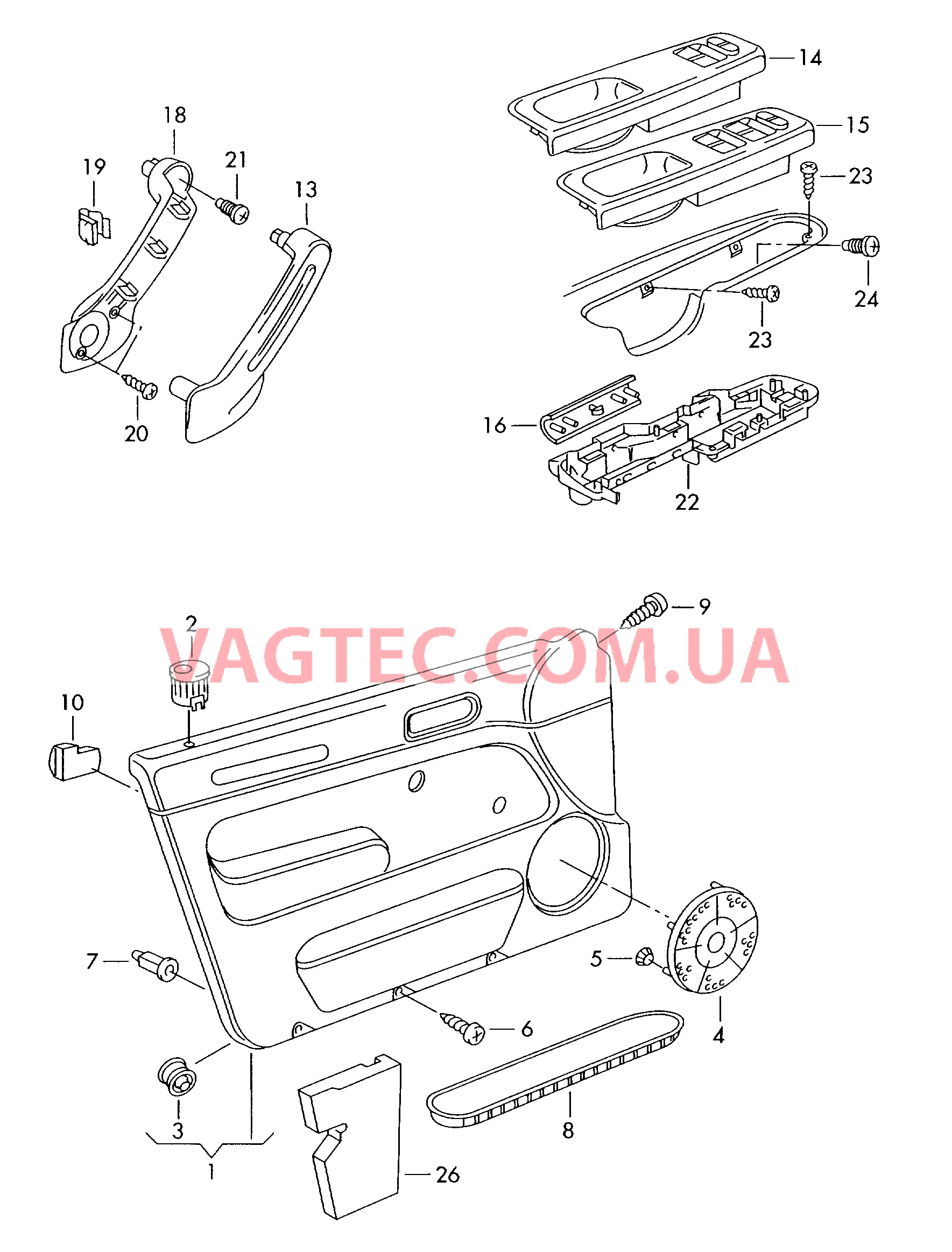 Обшивки дверей   F 1J-1-000 001>> для VOLKSWAGEN GOLF 2000