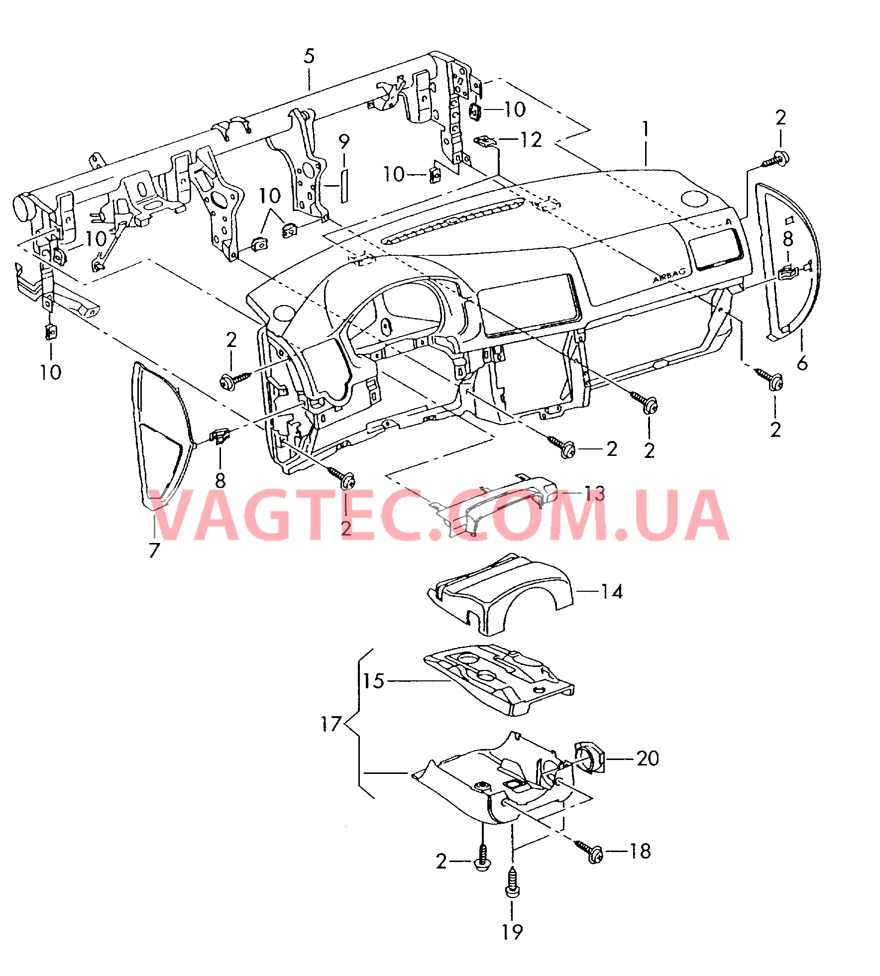 Панель приборов Детали, встроен. в пан. приб.  для VOLKSWAGEN Bora 2004