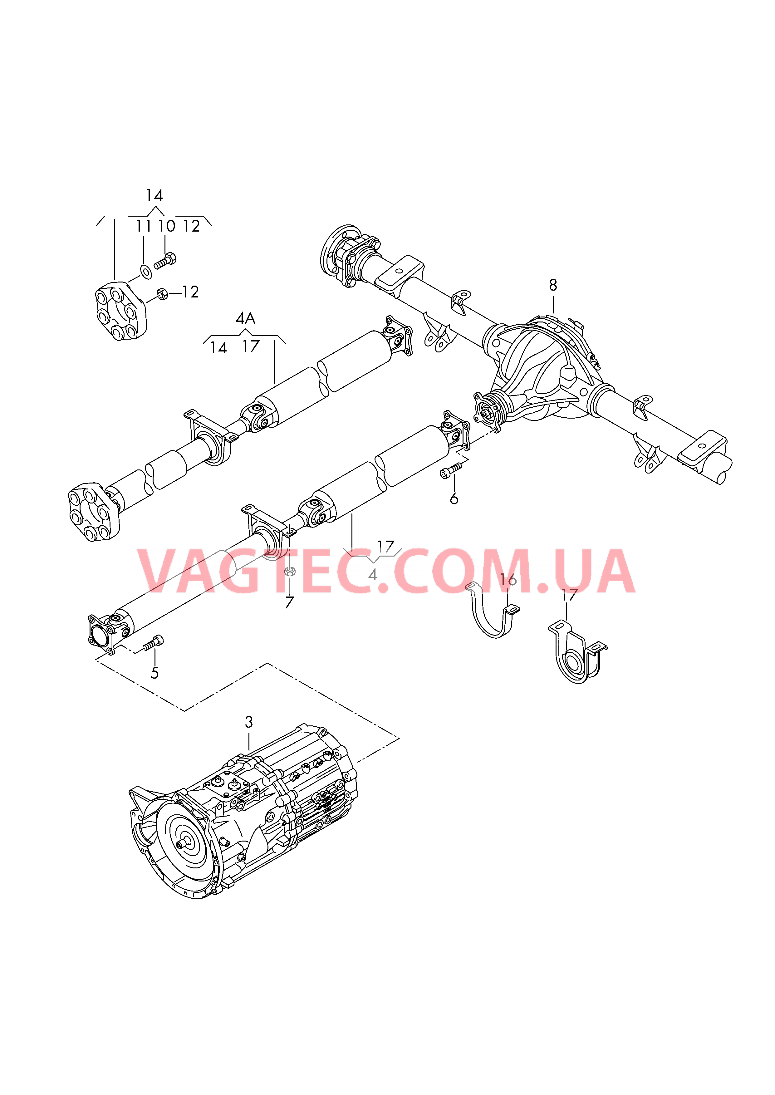 Карданный вал для заднего привода  для VOLKSWAGEN Amarok 2010