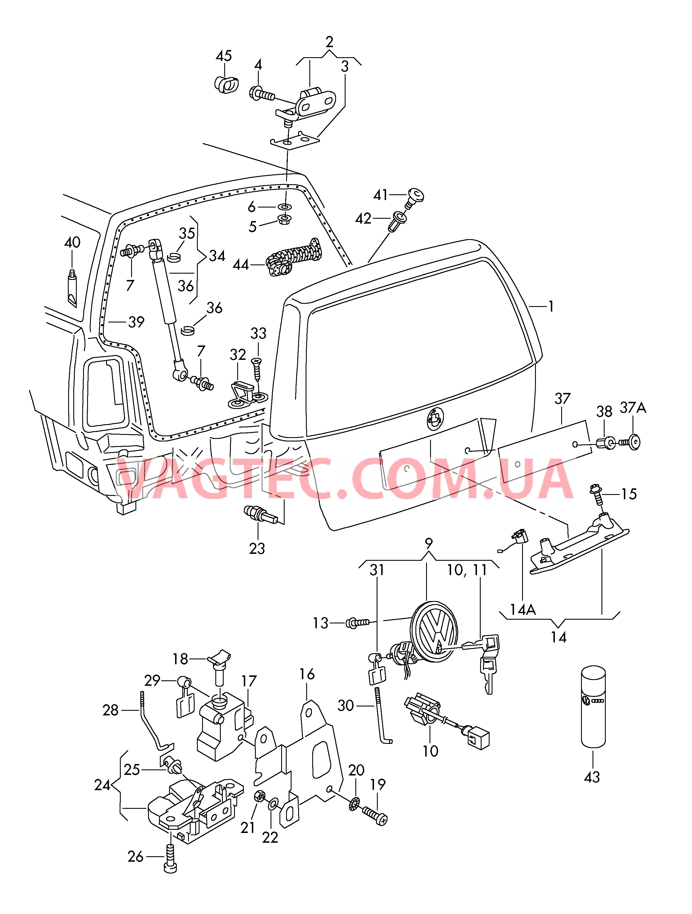  VW GOLF Крышка багажного отсека  VW GOLF Замок  для VOLKSWAGEN GOLF 2000