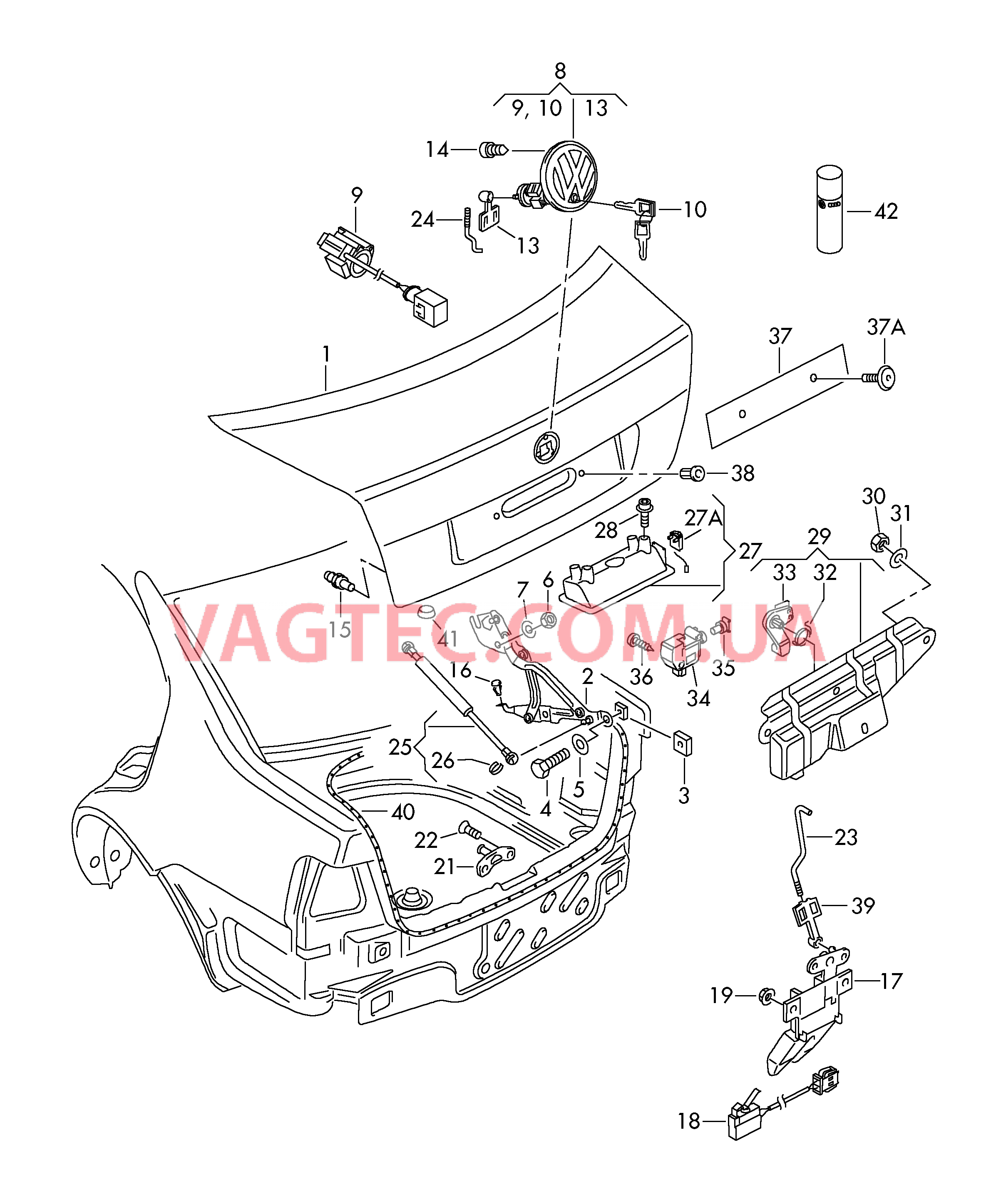 Крышка багажного отсека Замок  для VOLKSWAGEN Bora 2002