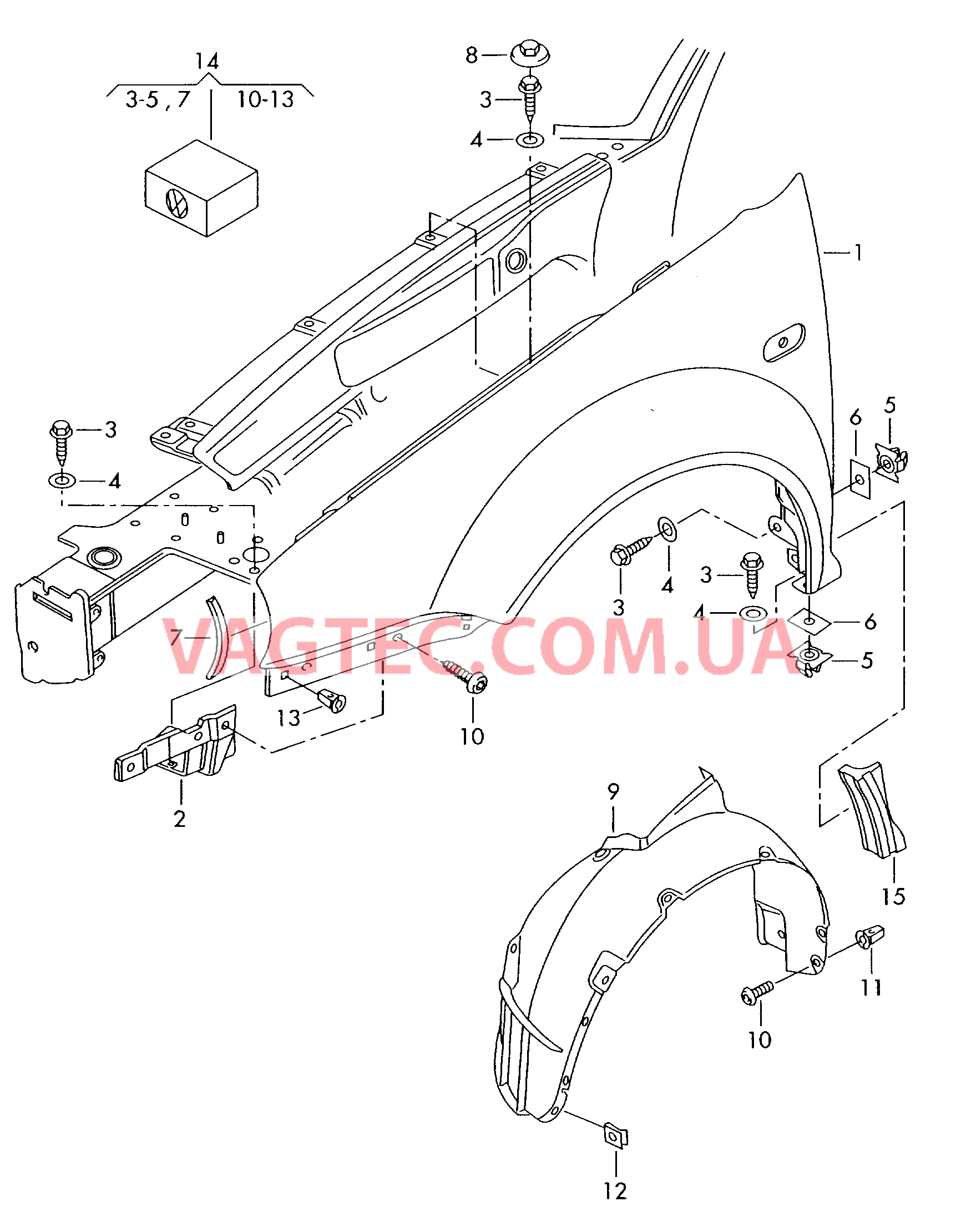 Крыло Пластик локера колесной арки  для VOLKSWAGEN GOLF 2004