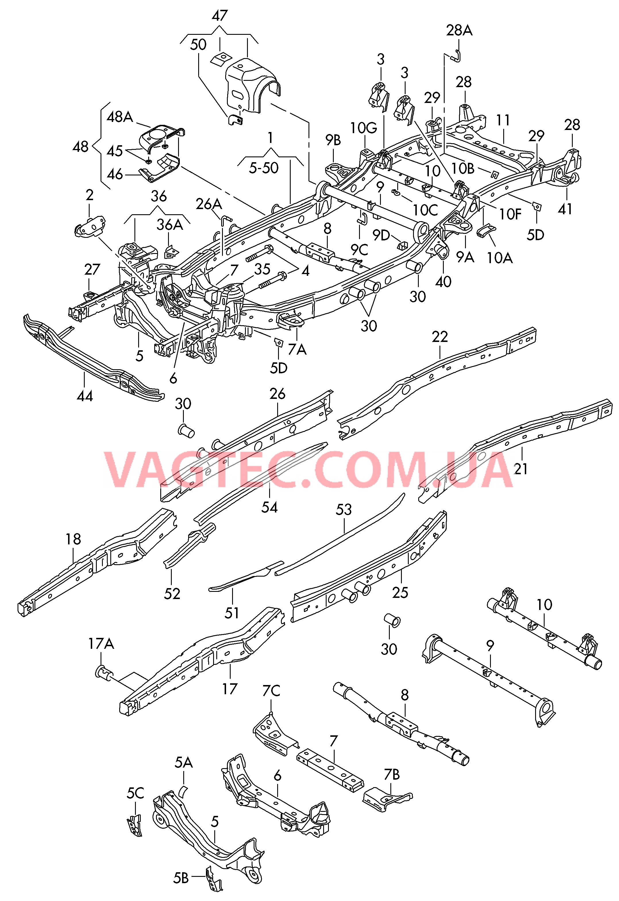 Траверса Рама  для VOLKSWAGEN Amarok 2010