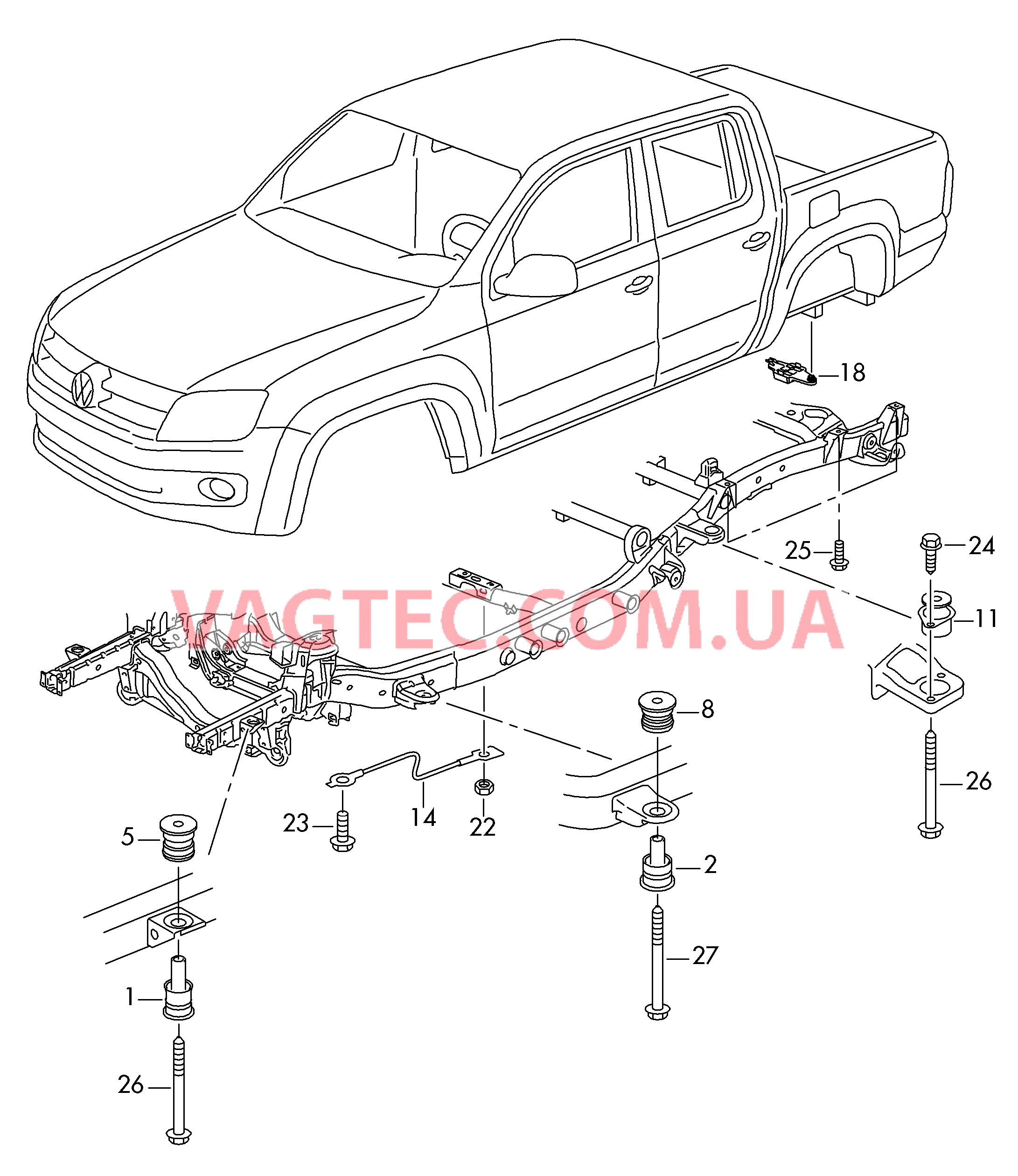 Крепёжные детали Кузов Панель пола багажного отсека  для VOLKSWAGEN Amarok 2018