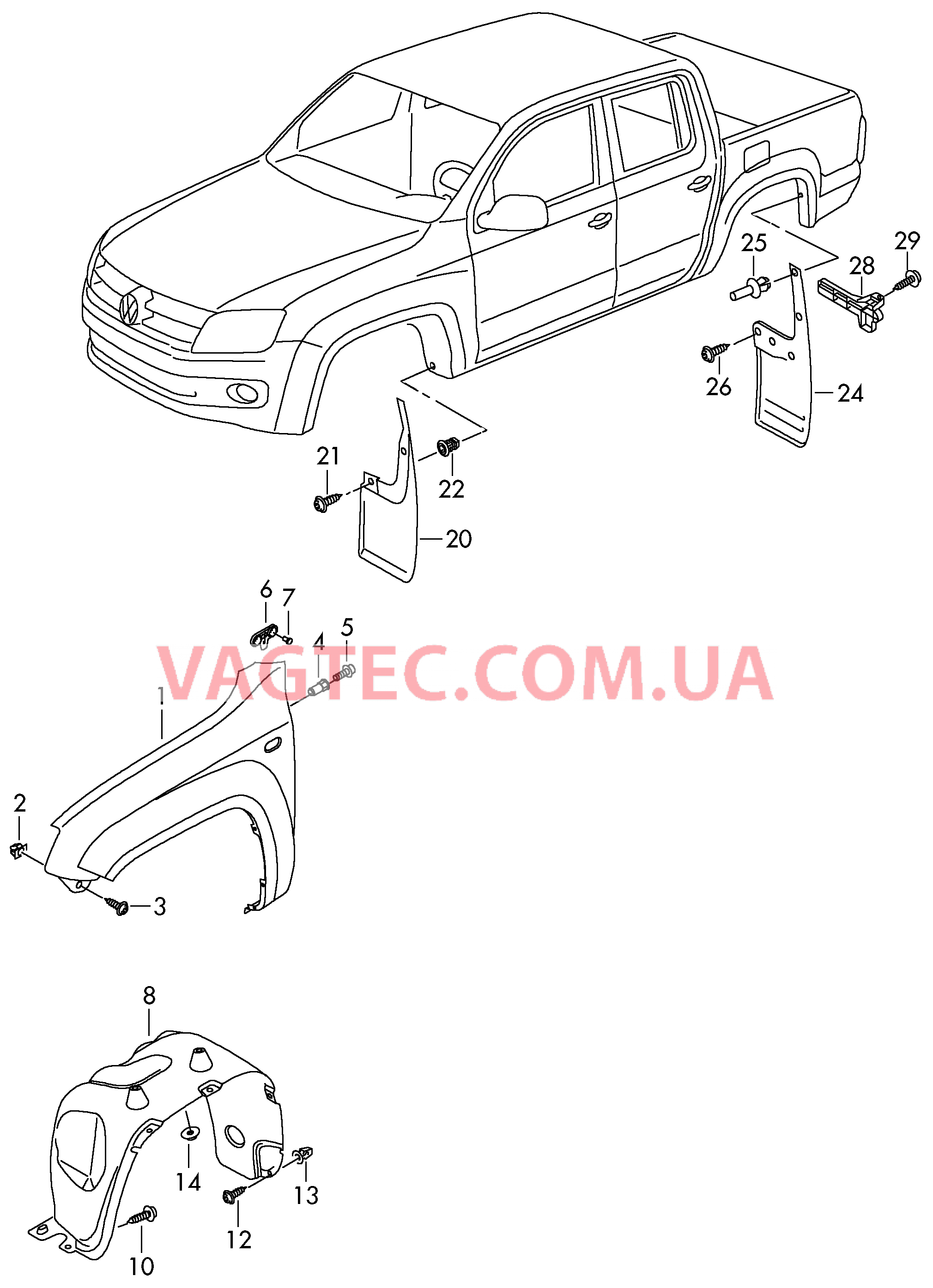 Крыло Локер колесной арки Брызговик  для VOLKSWAGEN Amarok 2017