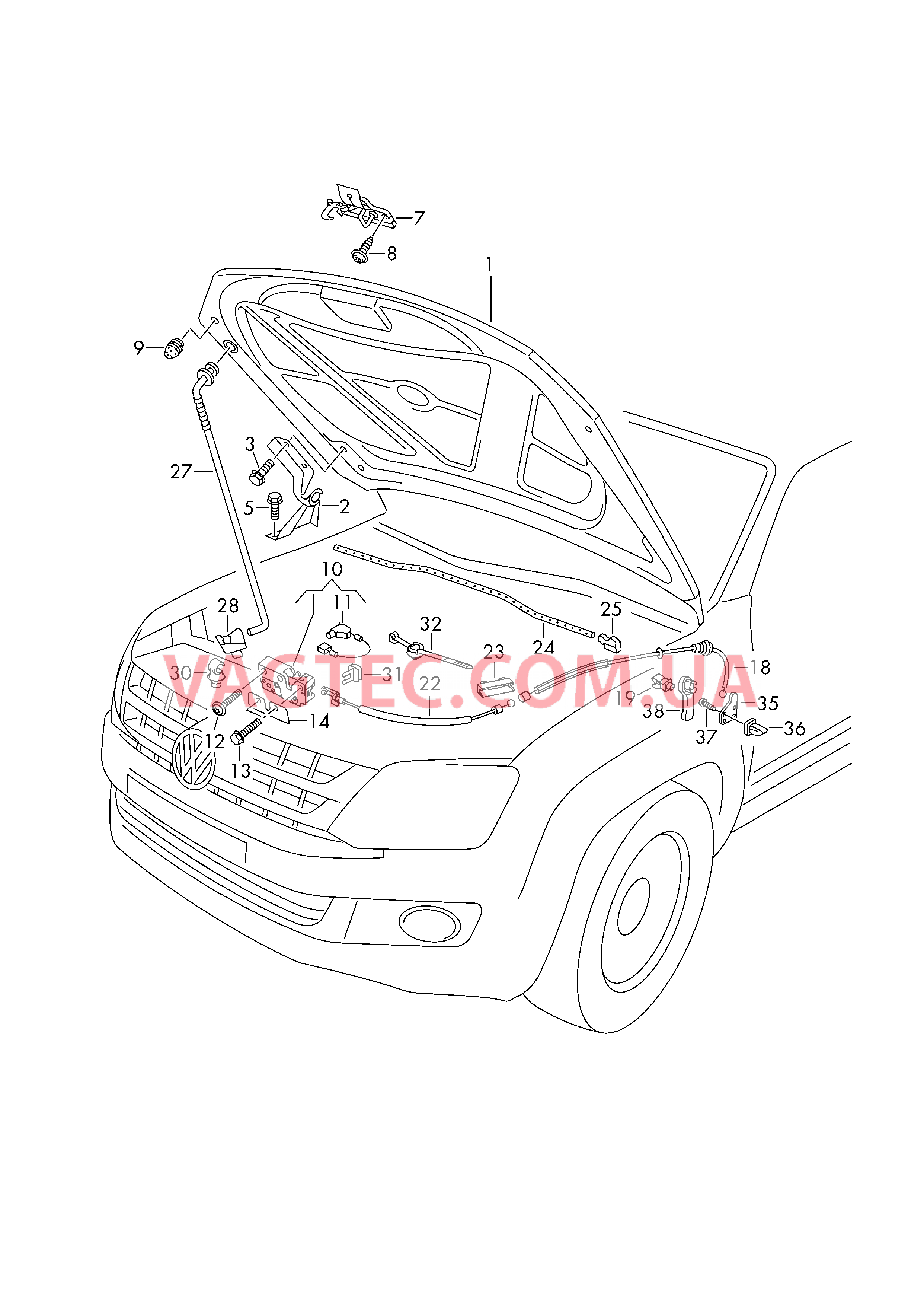 Капот Замок  для VOLKSWAGEN Amarok 2013