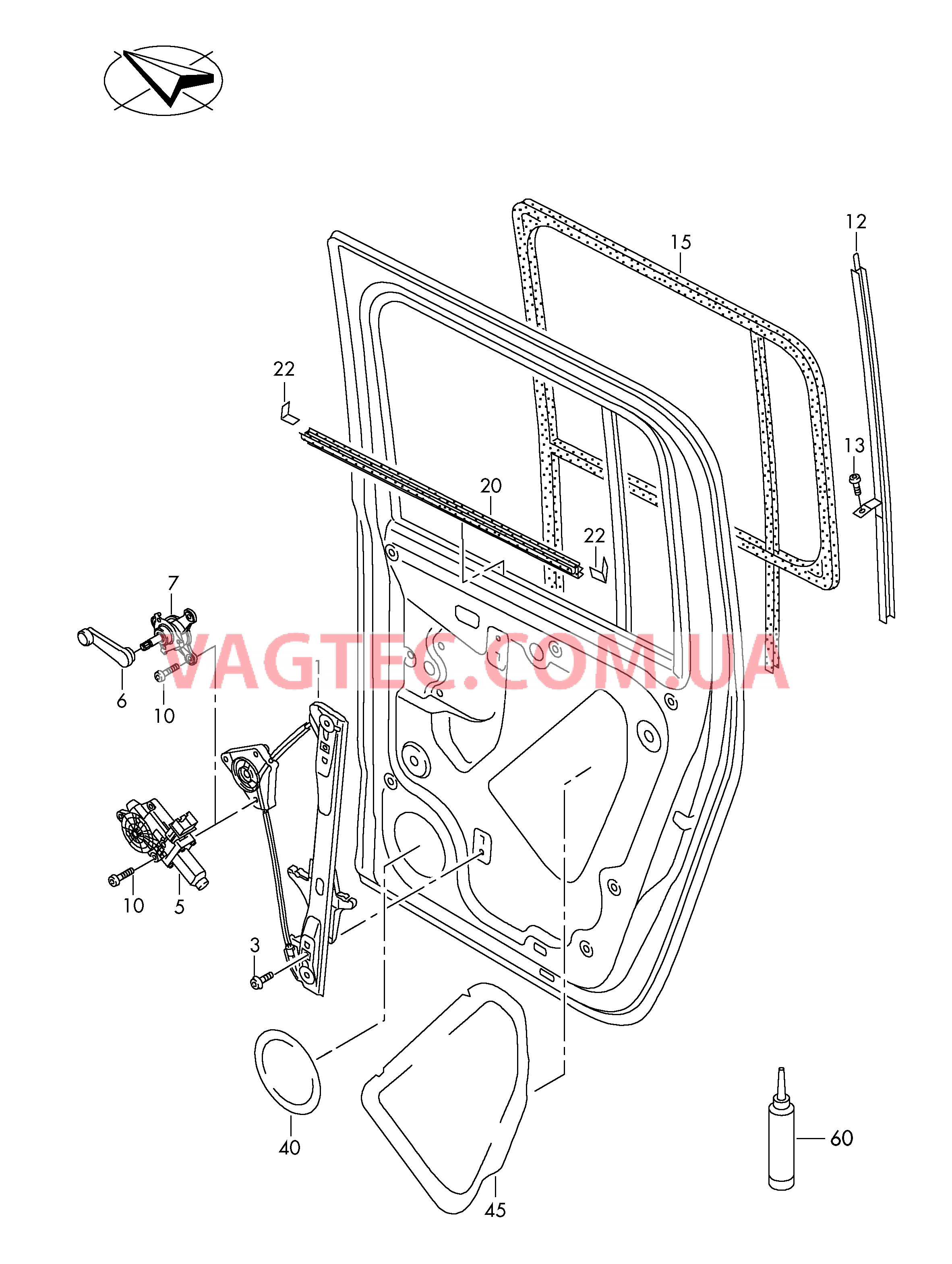 Cтеклоподъемник Уплотнитель двери направляющая стекла Кожух  для VOLKSWAGEN Amarok 2015