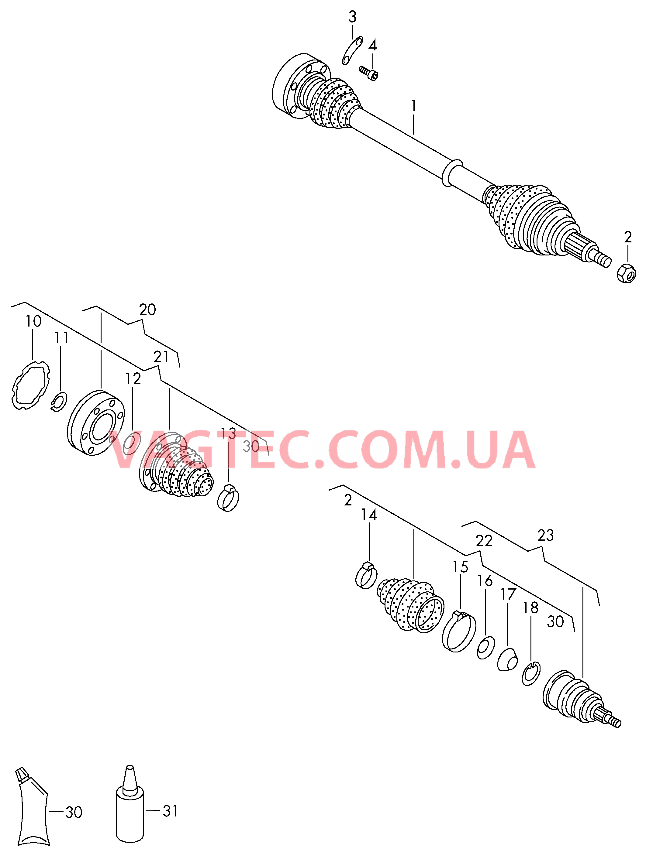 Приводной вал для 4-ступенчатой АКП для а/м без кондиционера  для VOLKSWAGEN Polo 2002