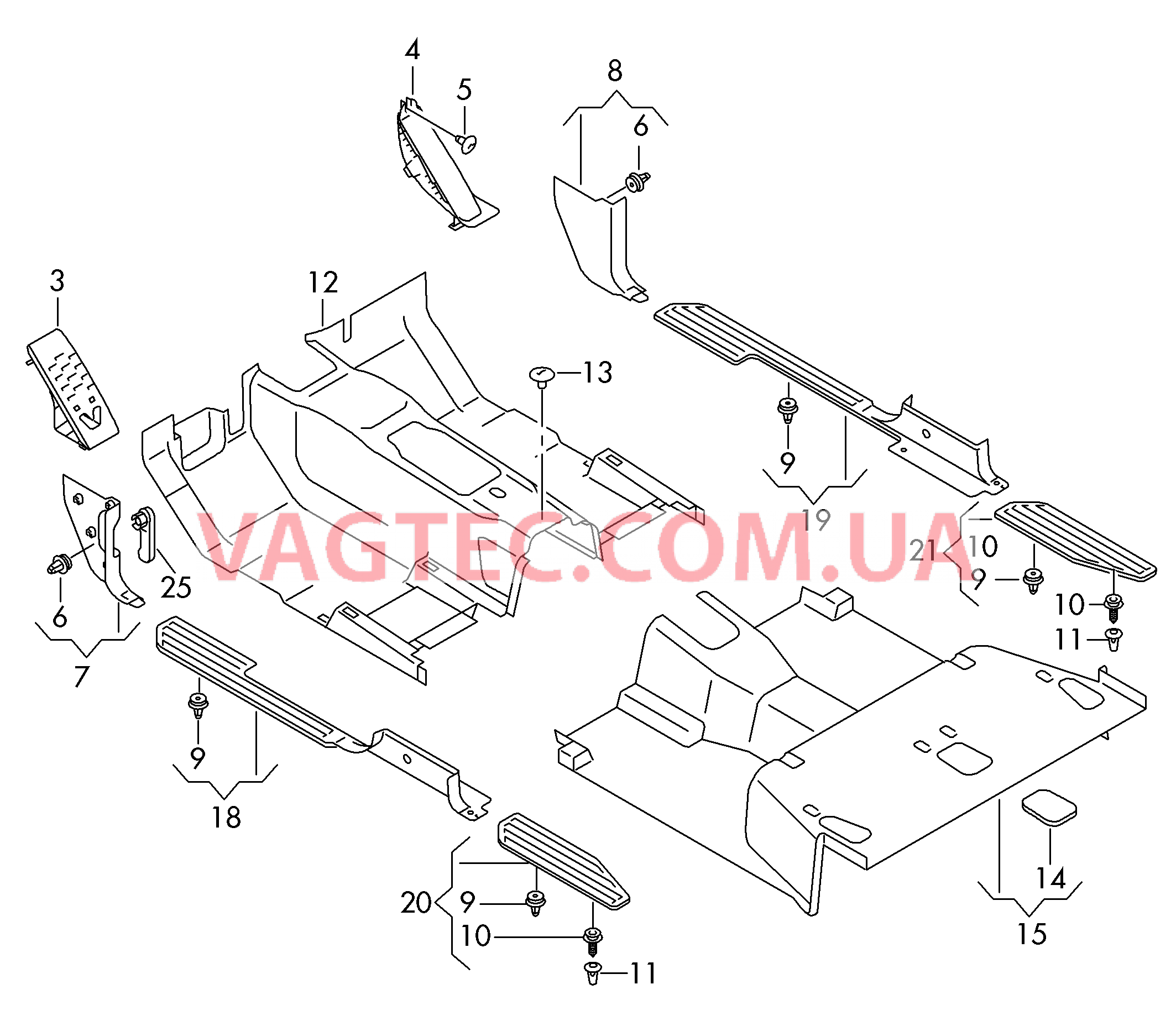 Коврики Облицовка стойки А Накладка порога Подножка  для VOLKSWAGEN Amarok 2010