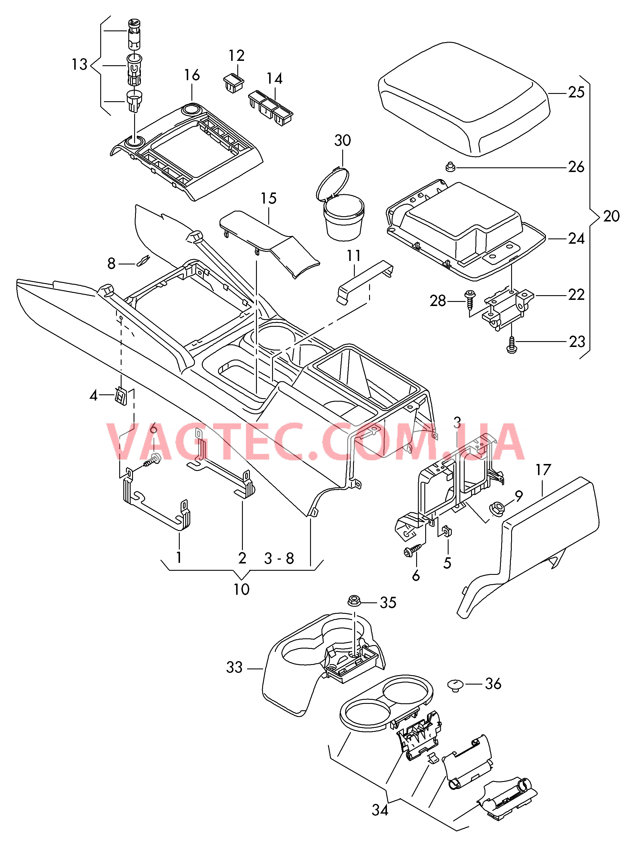 Центральная консоль Пепельница  для VOLKSWAGEN Amarok 2011