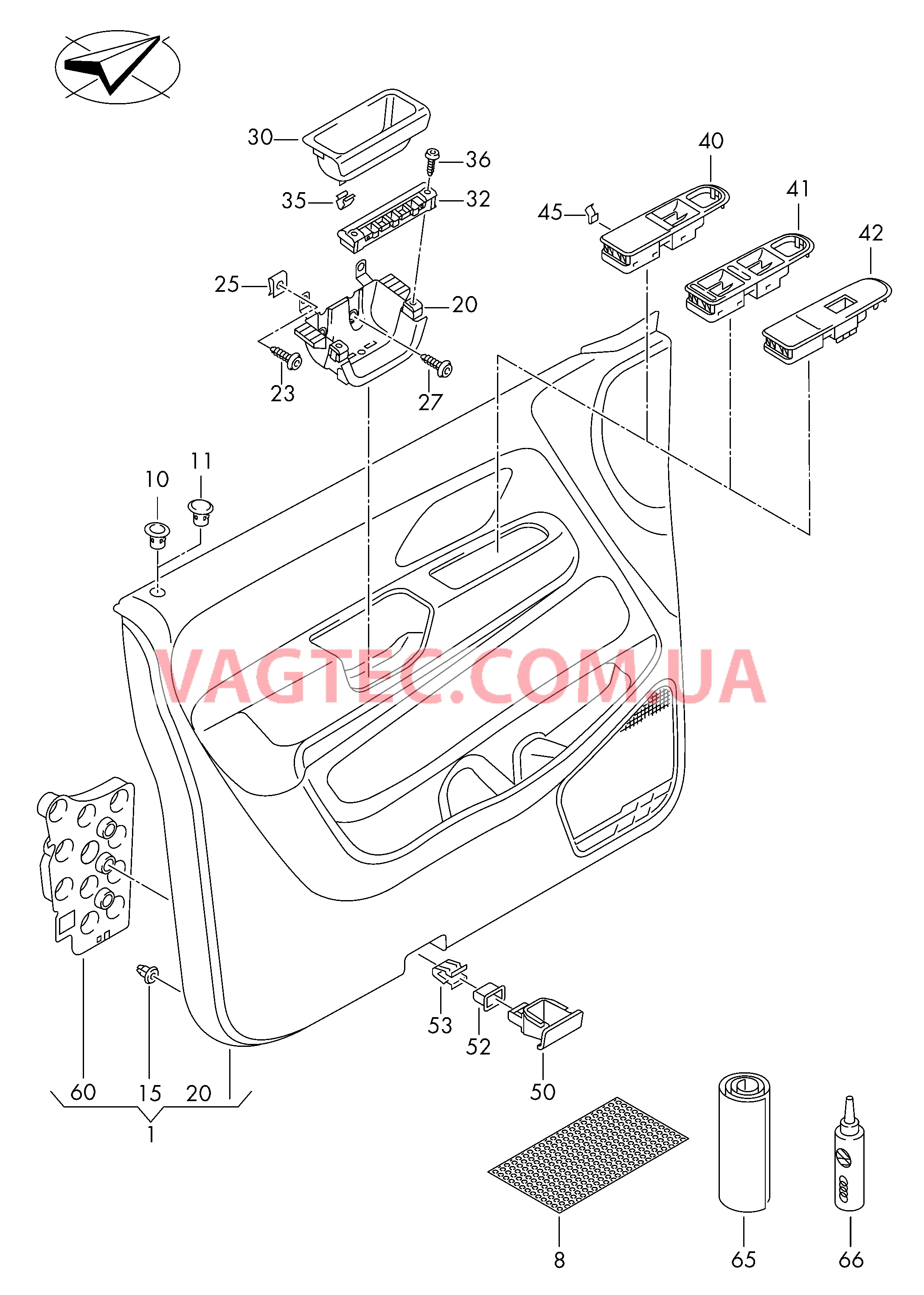 Обивка двери  F 2H-DA000 001>> для VOLKSWAGEN Amarok 2013