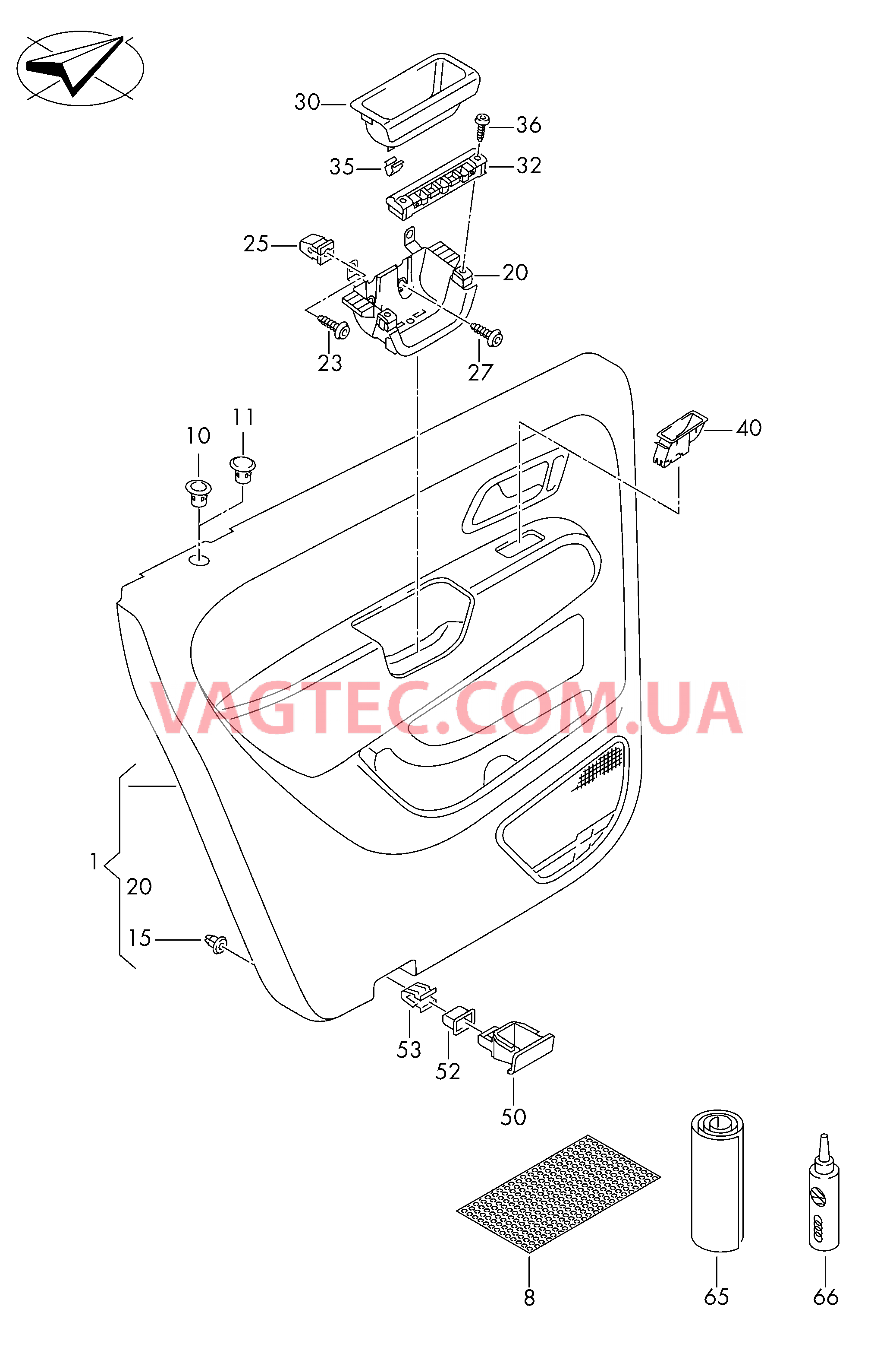 Обивка двери  F 2H-DA000 001>> для VOLKSWAGEN Amarok 2015