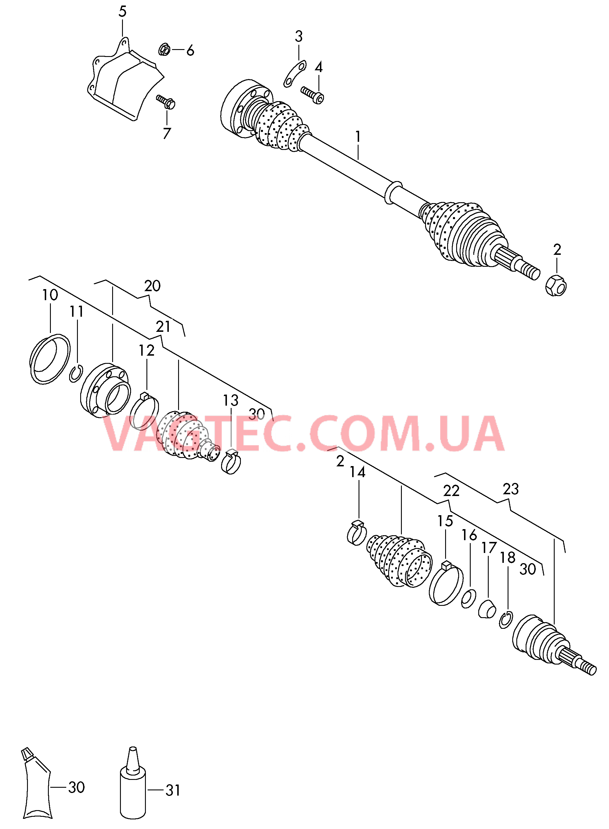 Приводной вал для 6-ступен. механической КП   D - 01.02.2003>> для VOLKSWAGEN GOLF 2005