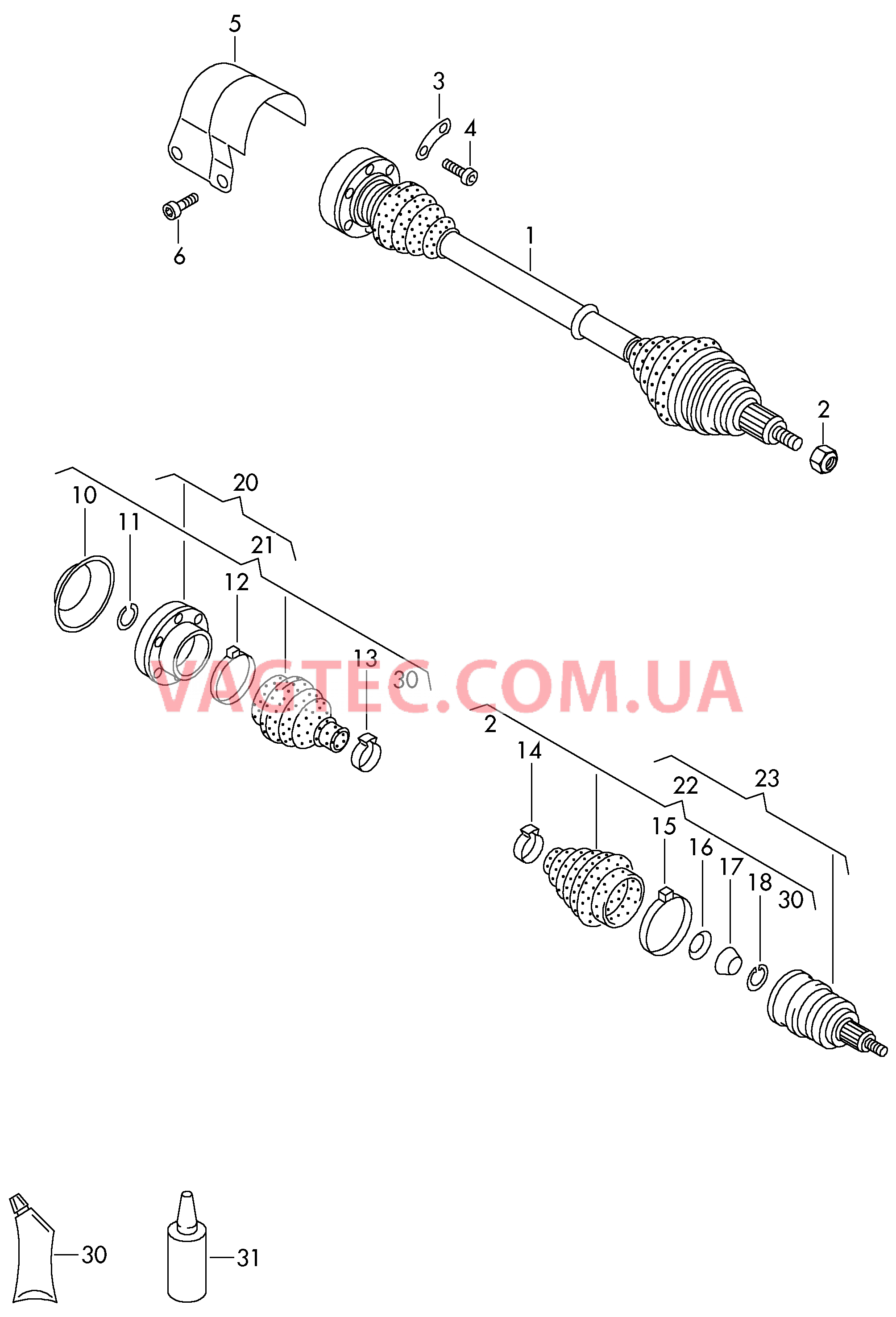 Приводной вал для 6-ступен. механической КП   D - 01.02.2003>> для VOLKSWAGEN GOLF 2004