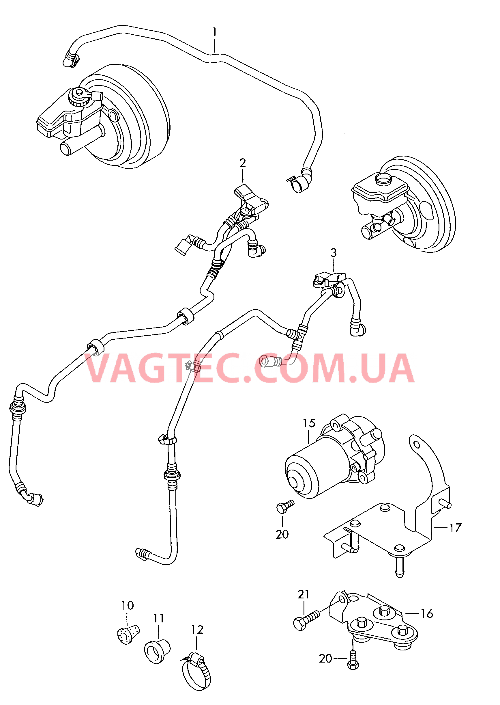 Вакуумные шланги для усилителя тормозного привода  Эл. вакуумный насос тормозной системы  для VOLKSWAGEN Touran 2003