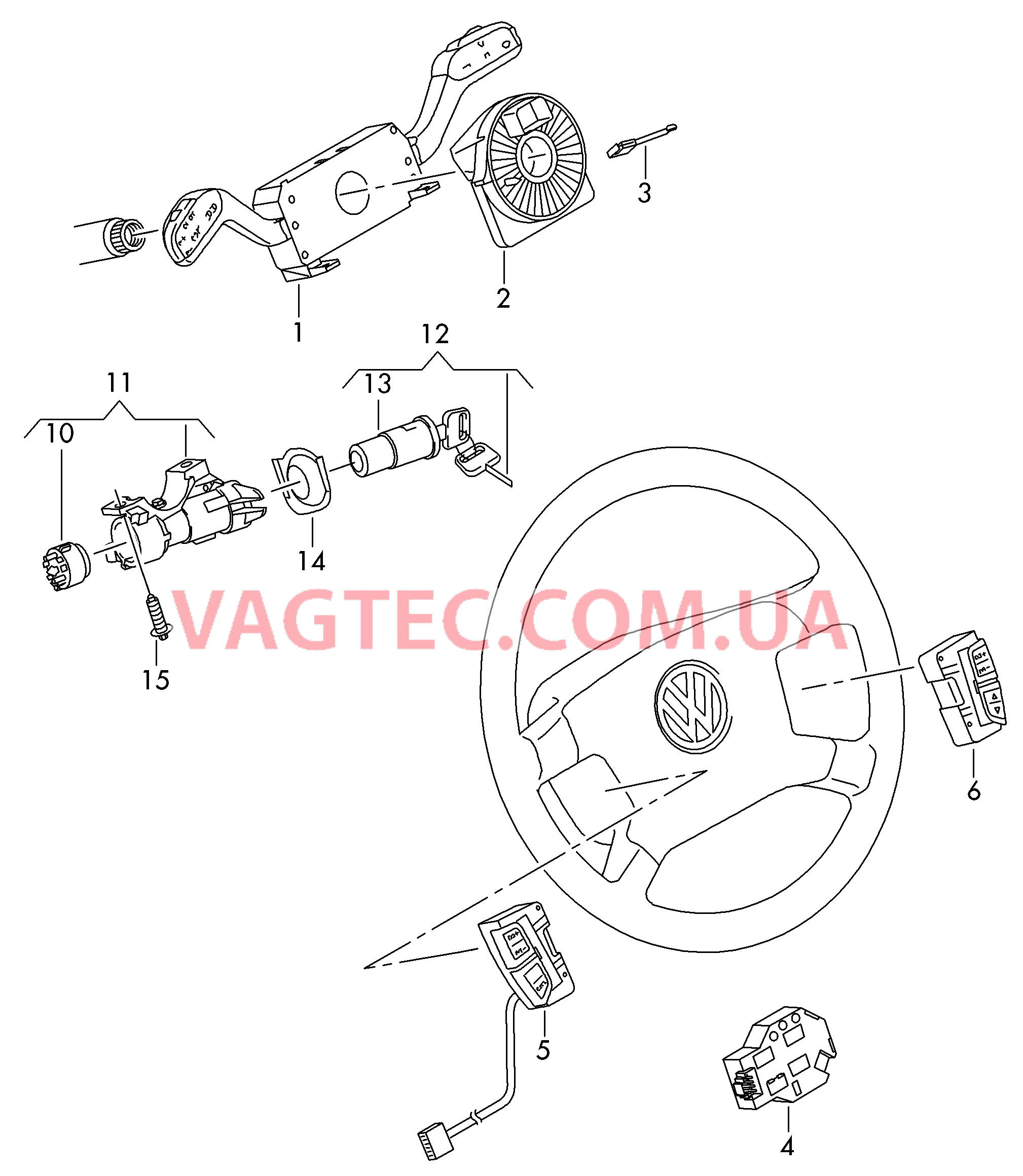 Комб. переключ. вала рул. упр. Замок рулевой колонки Выкл-тель зажигания и стартера  для VOLKSWAGEN Amarok 2015