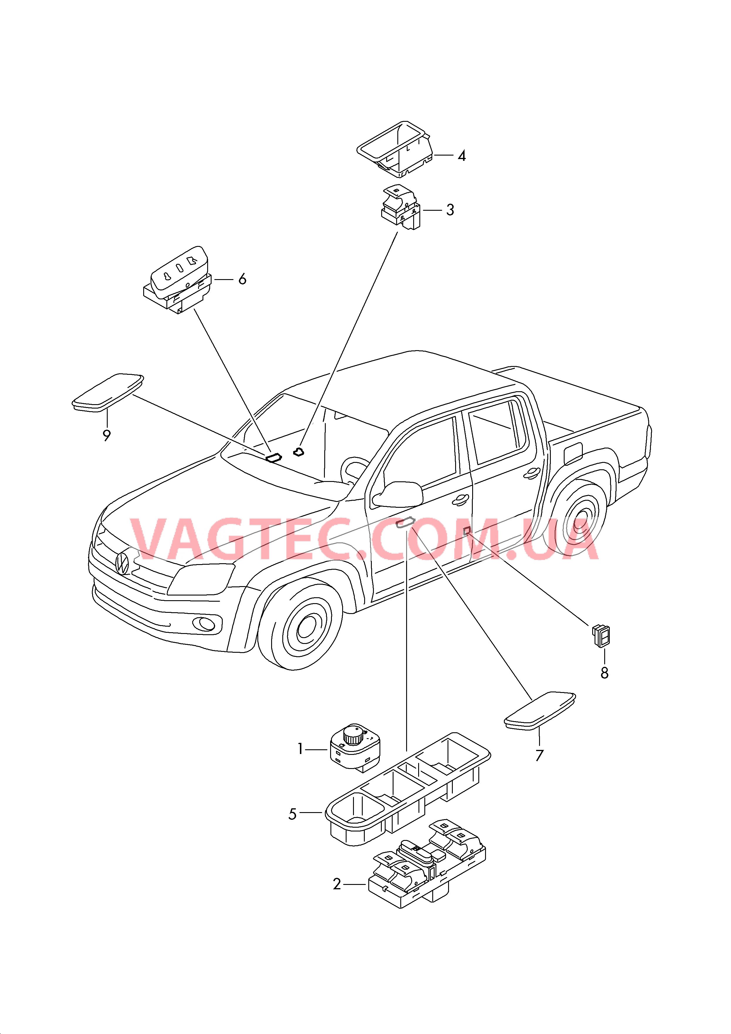 Выключатель в обивке двери  для VOLKSWAGEN Amarok 2016