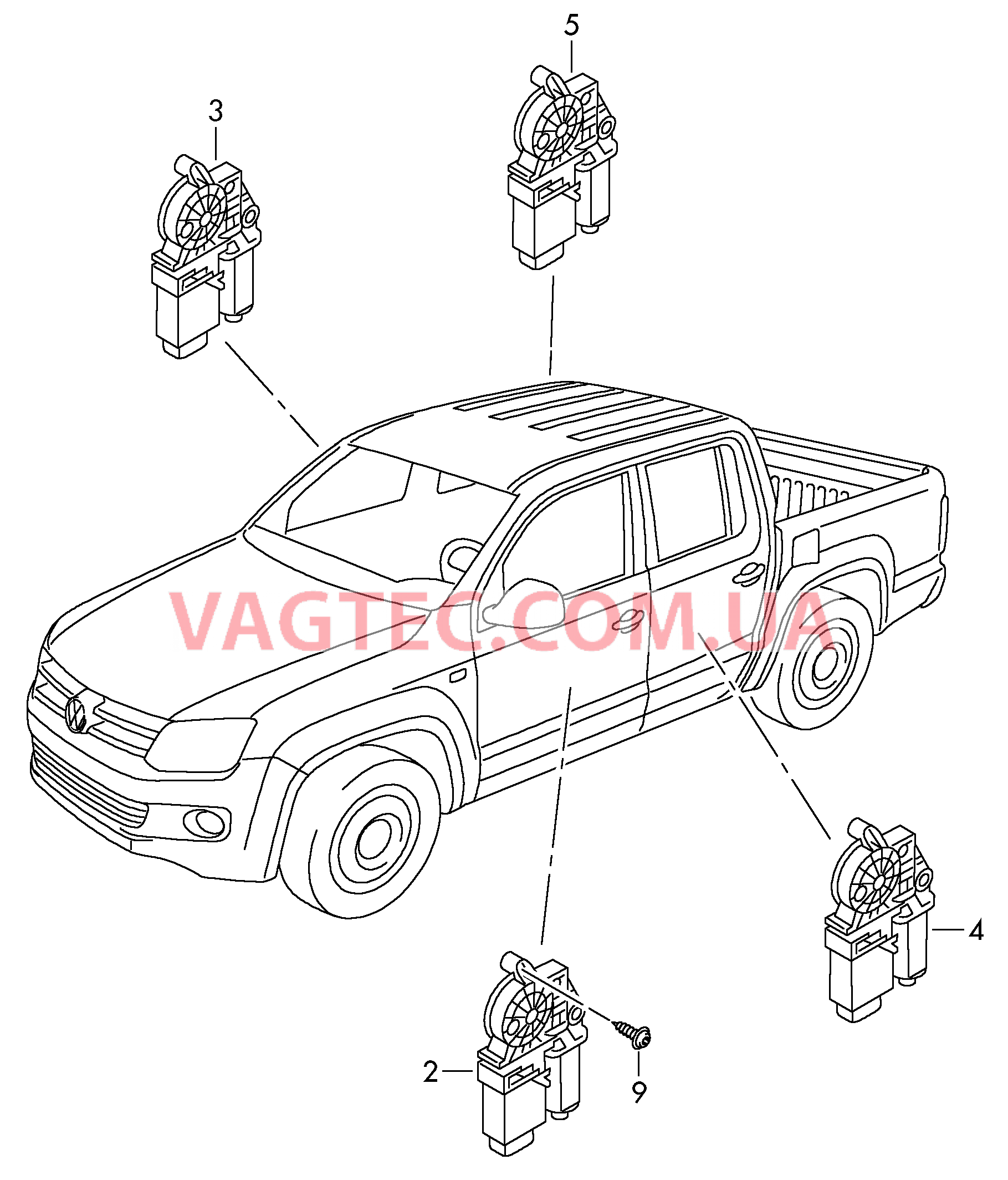 Эл.двигатель стеклоподъёмника  для VOLKSWAGEN Amarok 2015