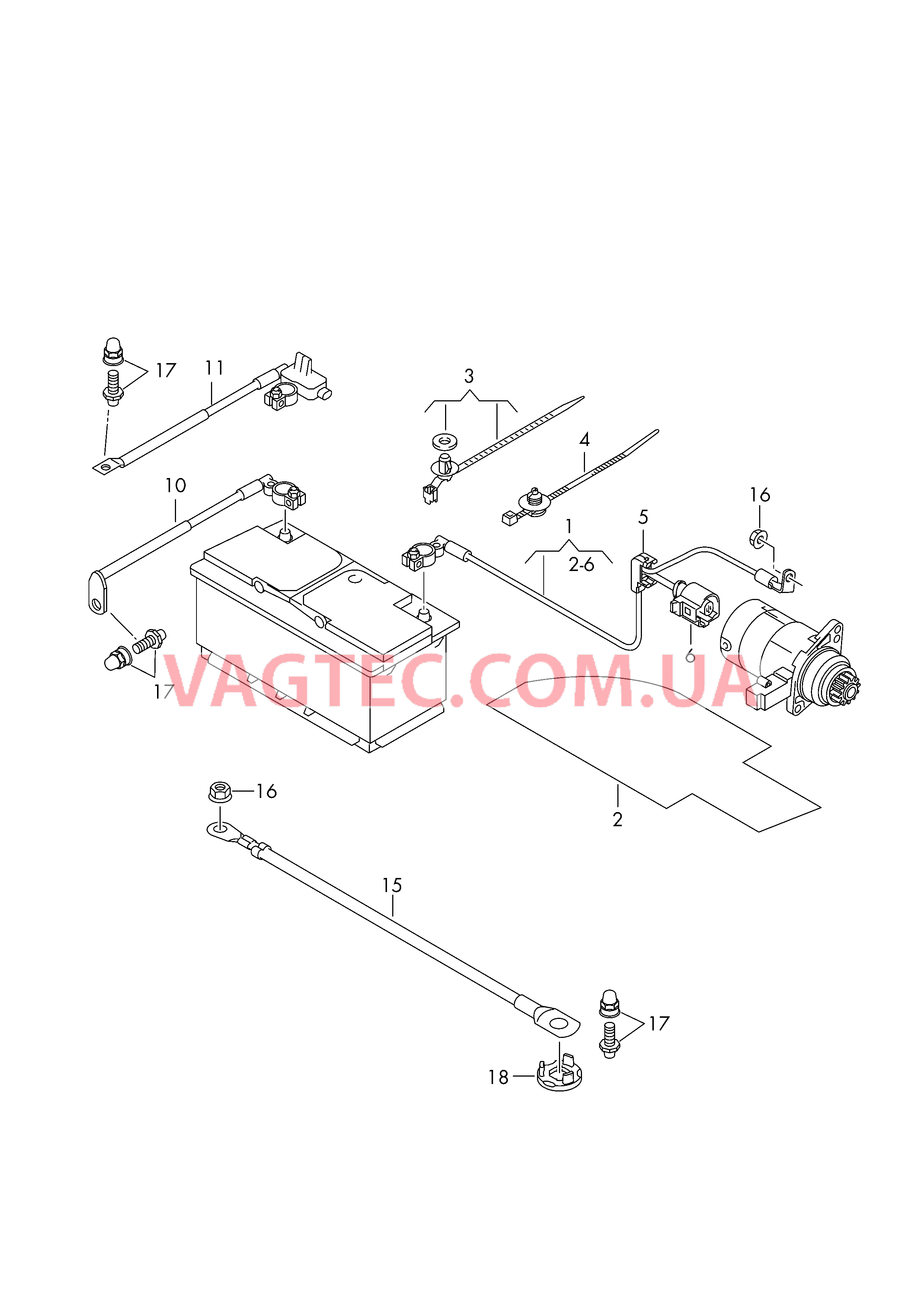 Жгут проводов для АКБ +/-  для VOLKSWAGEN Amarok 2017