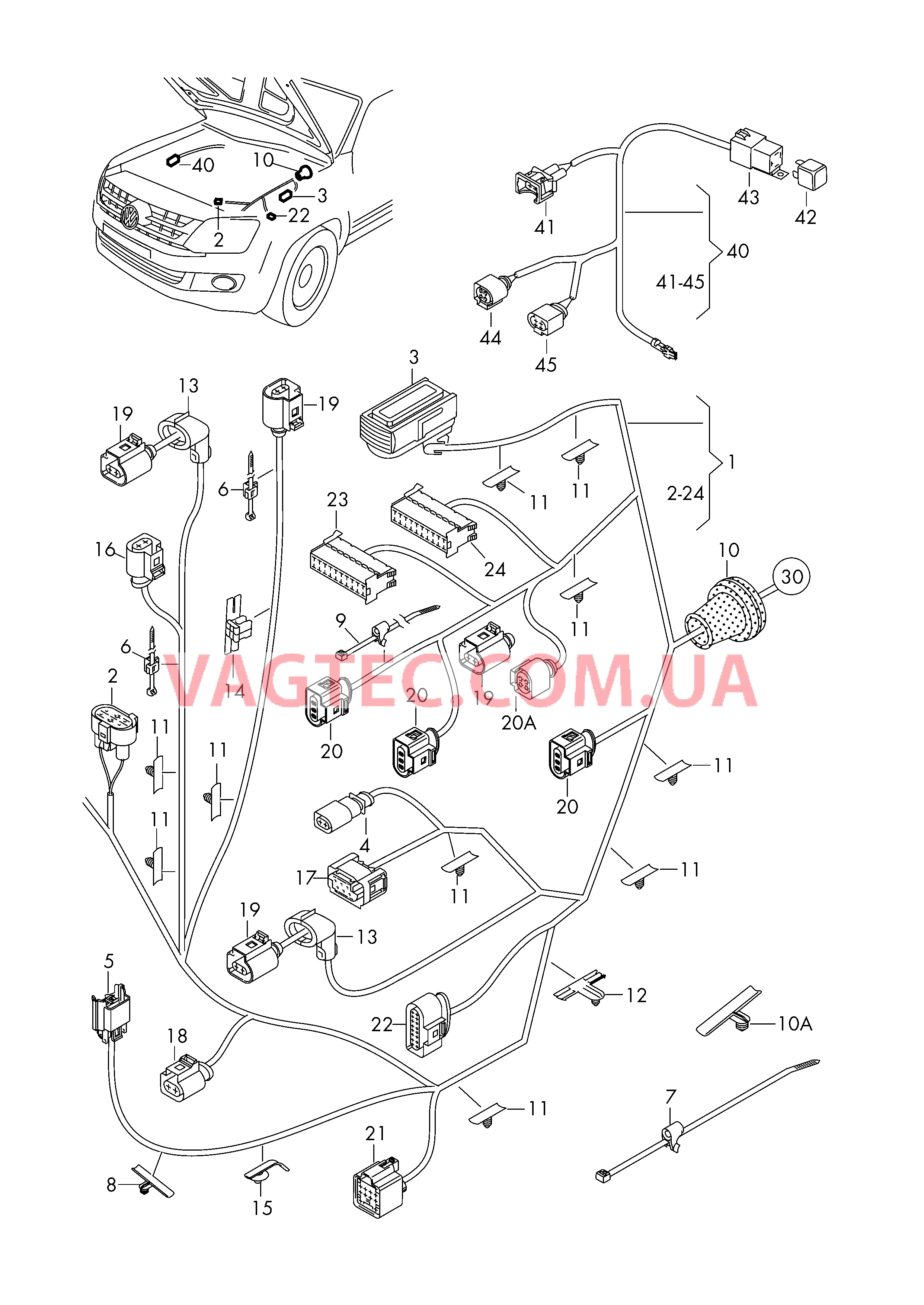 Жгут проводов для двигателя и освещения  для VOLKSWAGEN Amarok 2017