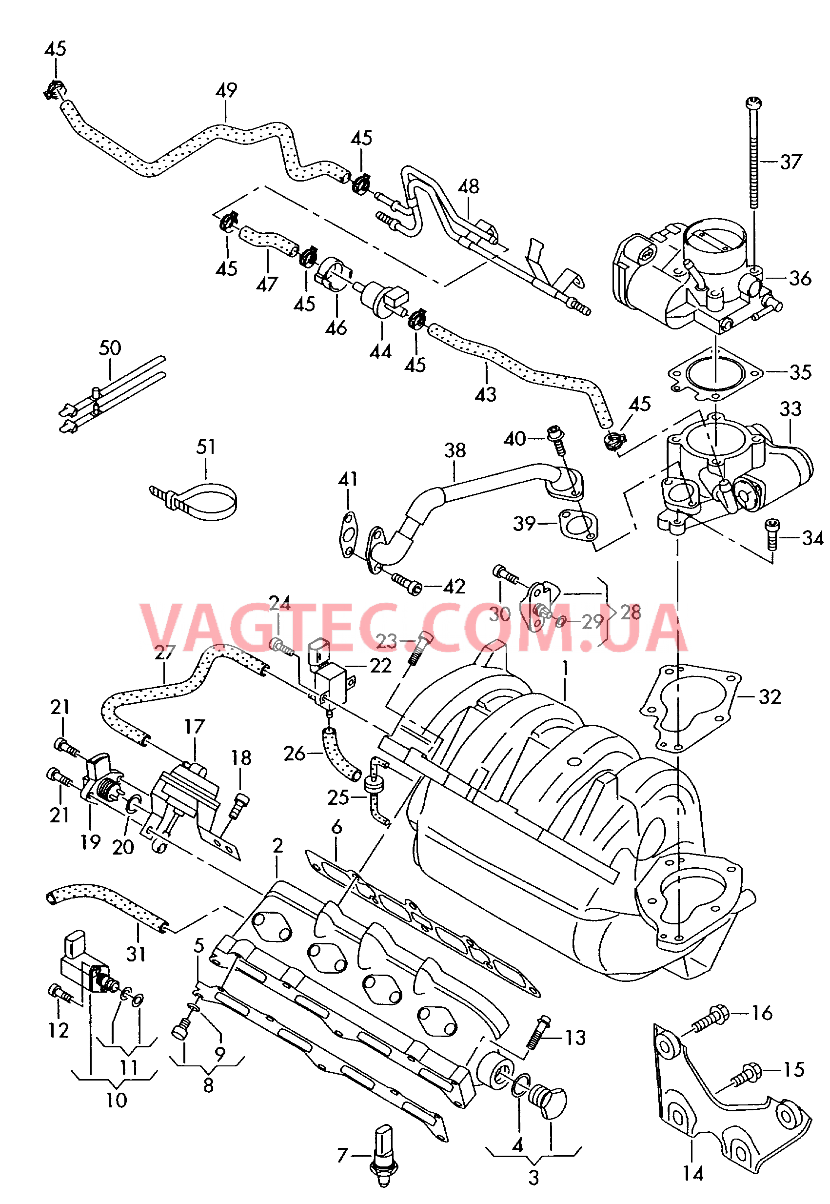 Cистема впуска воздуха Вакуумная система Cистема улавл. паров топлива  для VOLKSWAGEN GOLF 2005-1