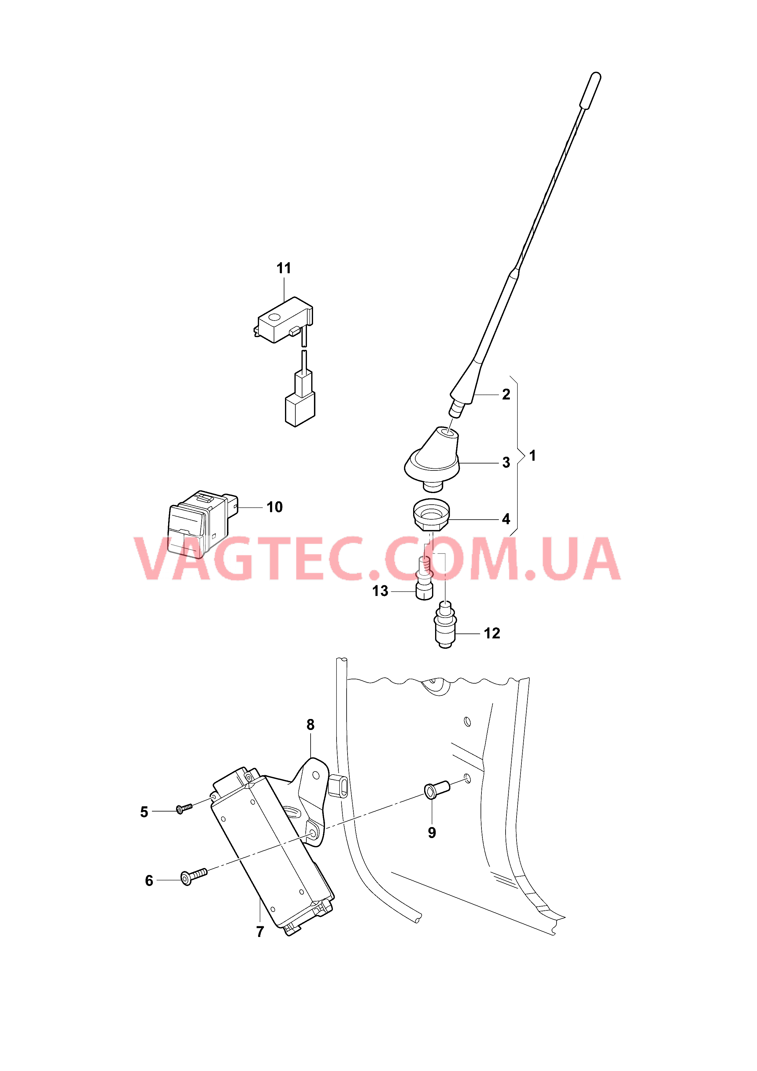 Электрические узлы комплекта для подключения моб. телефона VW РOLO   для VOLKSWAGEN POCC 2009