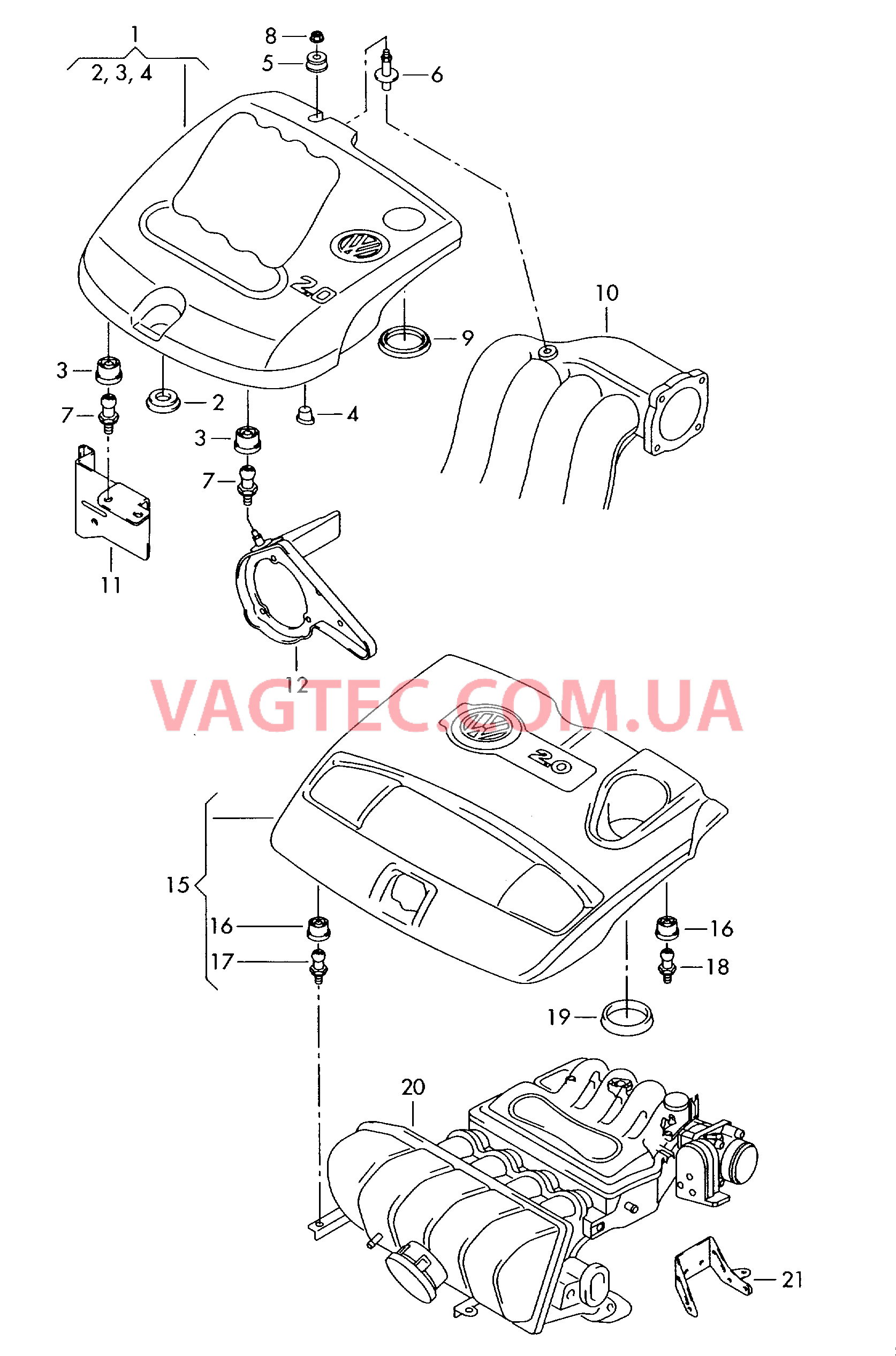 Защ. кожух впускн. коллектора  для VOLKSWAGEN Bora 2002