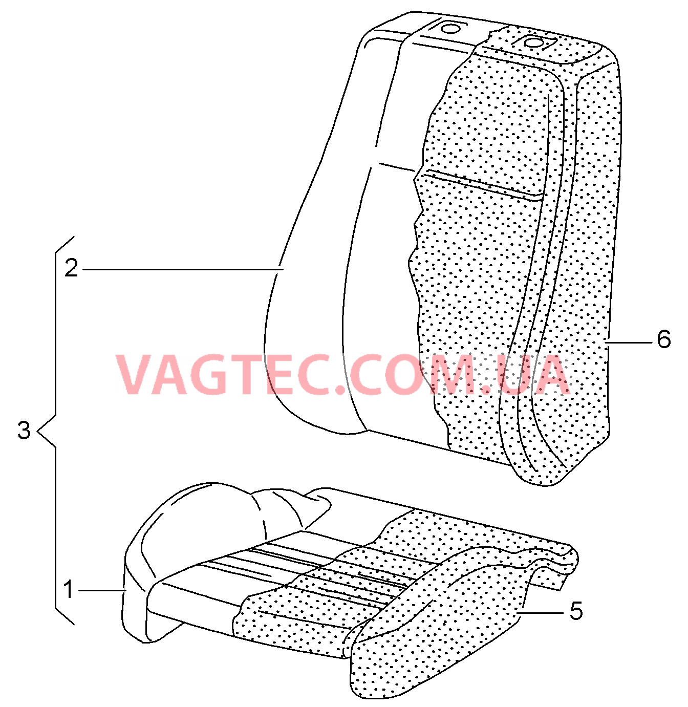 Обивка подушки и спинки сиден. Обивка сиденья и спинки  для VOLKSWAGEN Caddy 2011-1