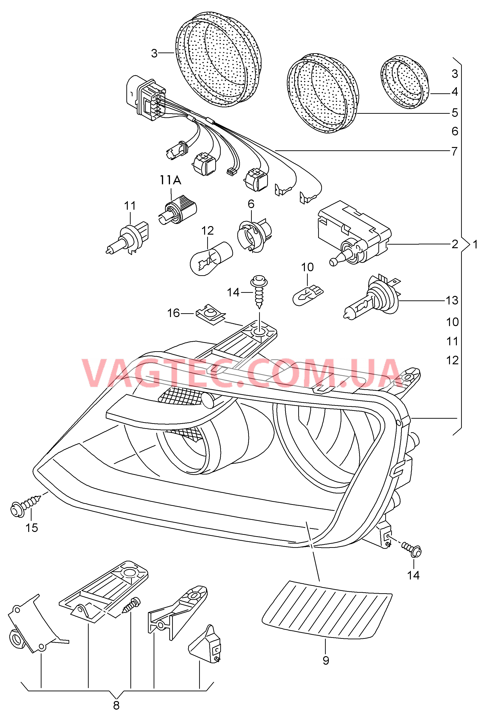 Двойная галогенная фара  D - 01.11.2014>> для VOLKSWAGEN Amarok 2014