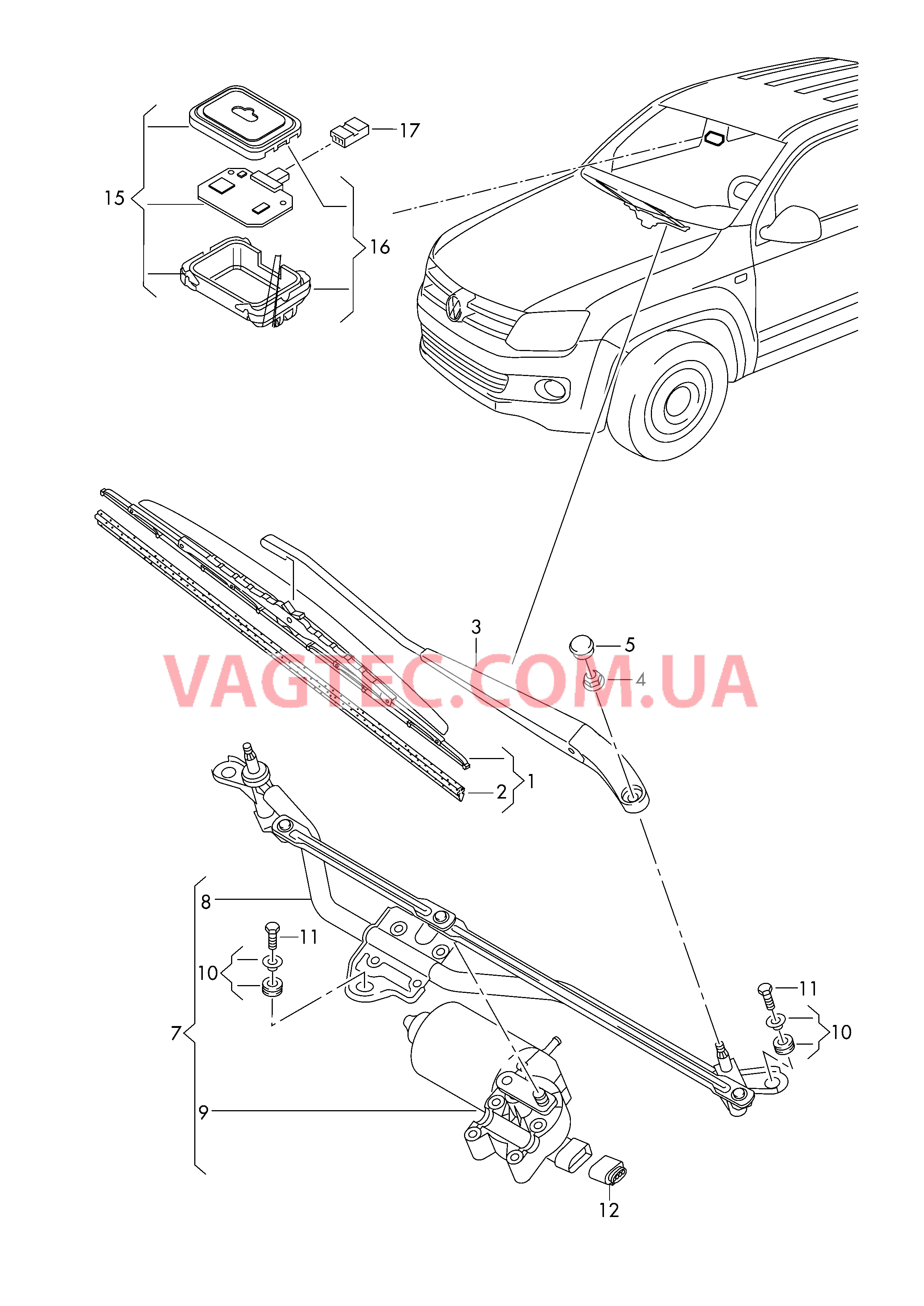 Cтеклоочиститель Крепление стеклоочистителя с электромотором  Датчик дождя D             >> - 25.06.2012 для VOLKSWAGEN Amarok 2016