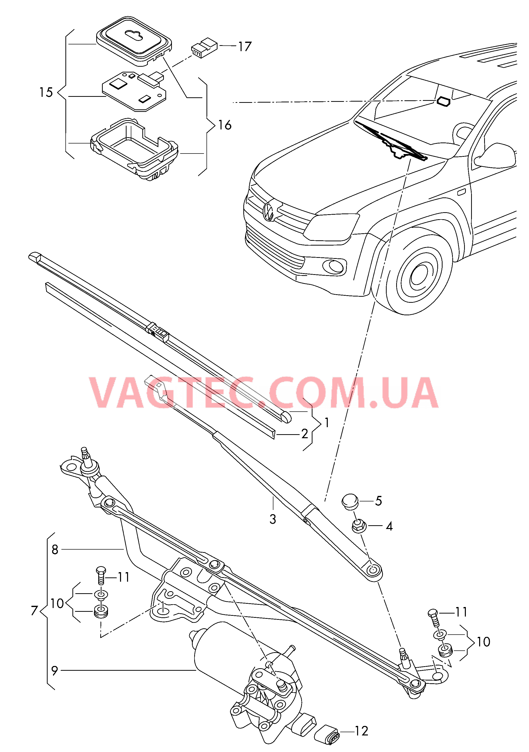 Cтеклоочиститель Крепление стеклоочистителя с электромотором  Датчик дождя D - 25.06.2012>> для VOLKSWAGEN Amarok 2016