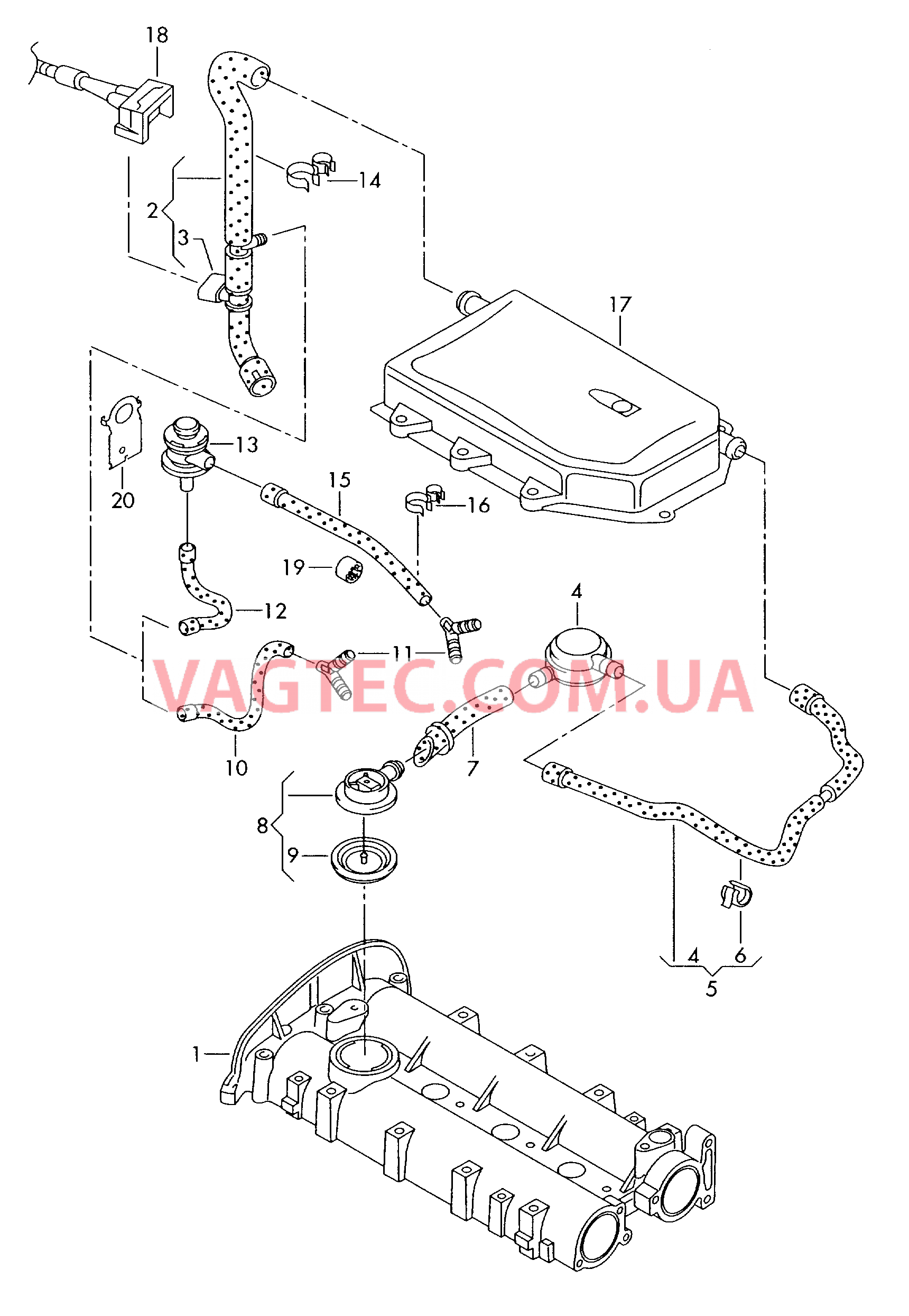 Отдельные детали для дополнительного оснащения вентиляции каретра двиг-ля  для VOLKSWAGEN GOLF 2001
