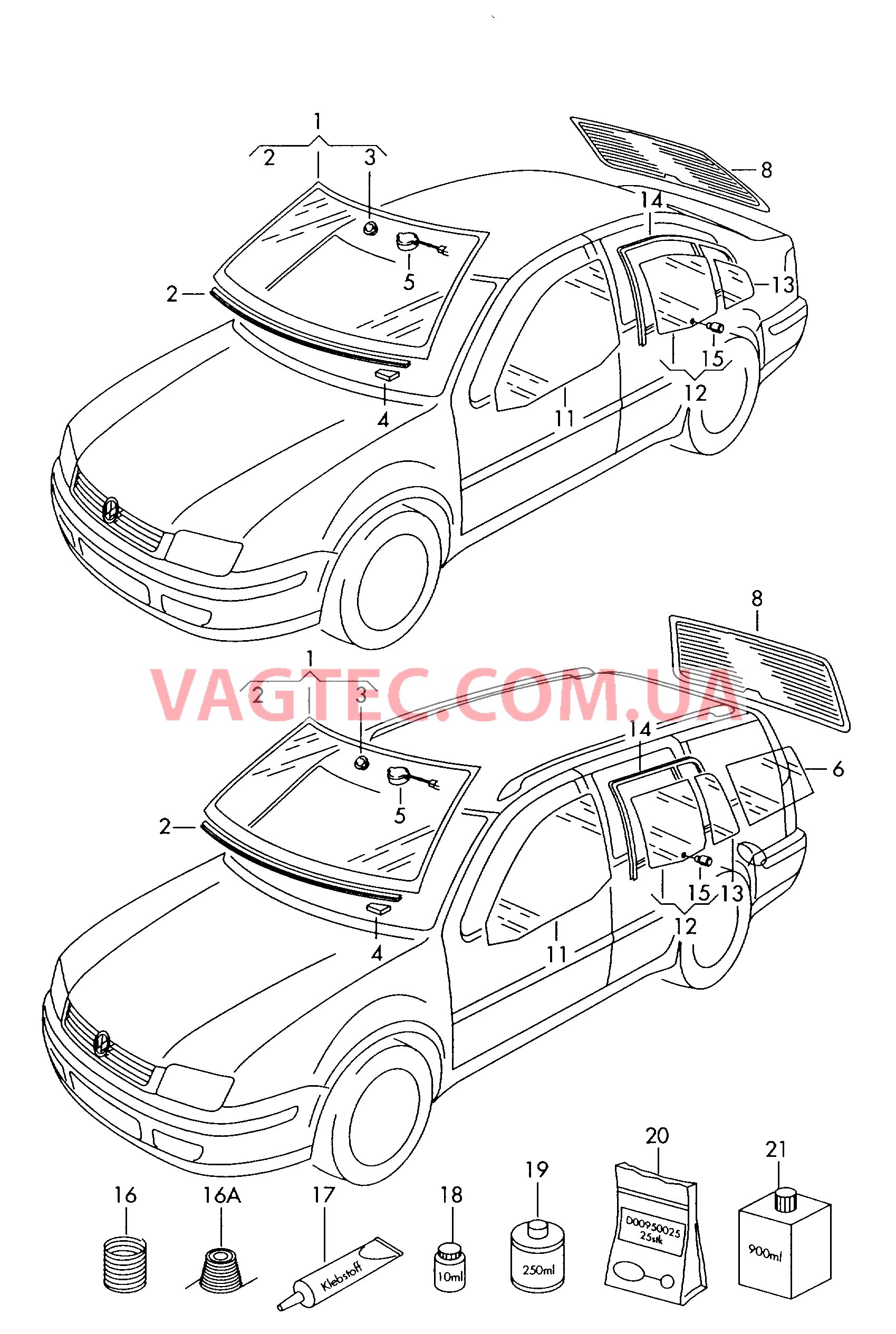 Cтекла оконные, уплотнители  для VOLKSWAGEN Bora 2001