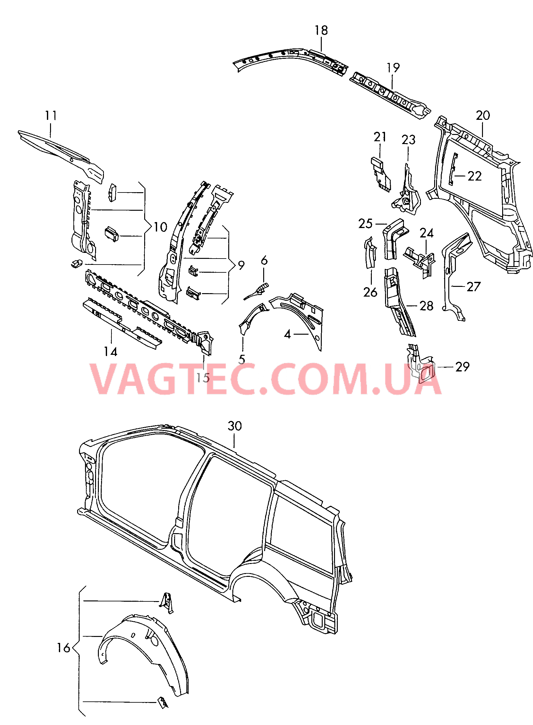 Деталь боковая VW GOLF   для VOLKSWAGEN GOLF 2000