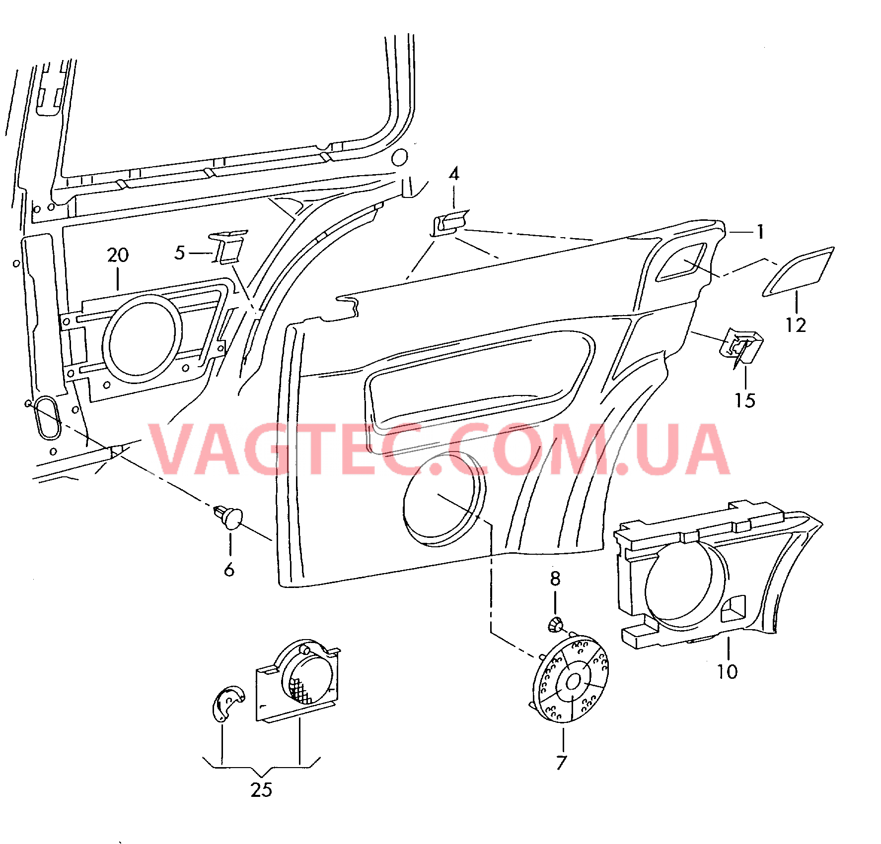  VW GOLF Боковая обивка  F 1J-1-000 001>> для VOLKSWAGEN GOLF 2000