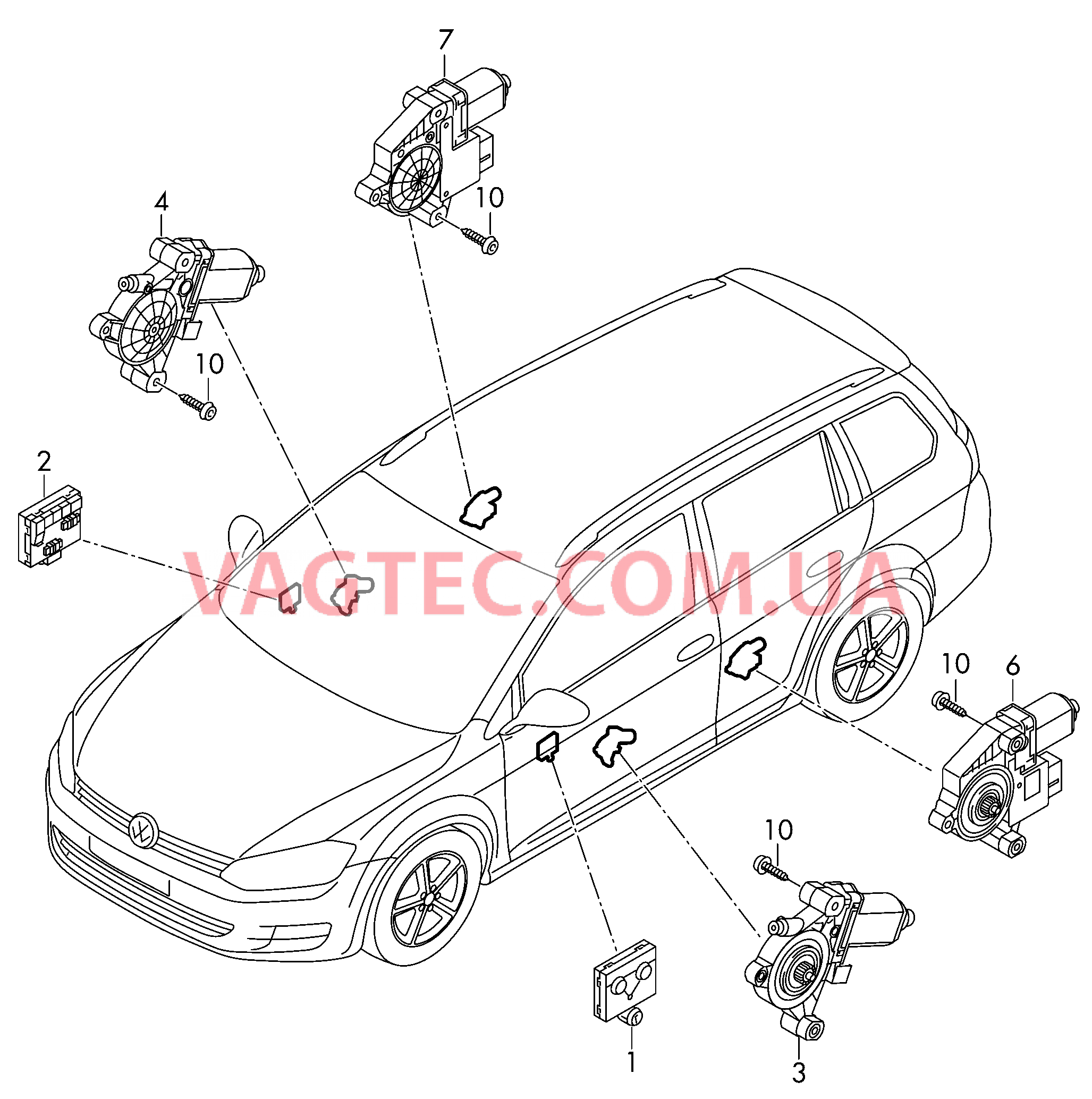 БУ двери Эл.двигатель стеклоподъёмника   D - 04.11.2013>> - 25.05.2015 для VOLKSWAGEN GOLF 2014-2