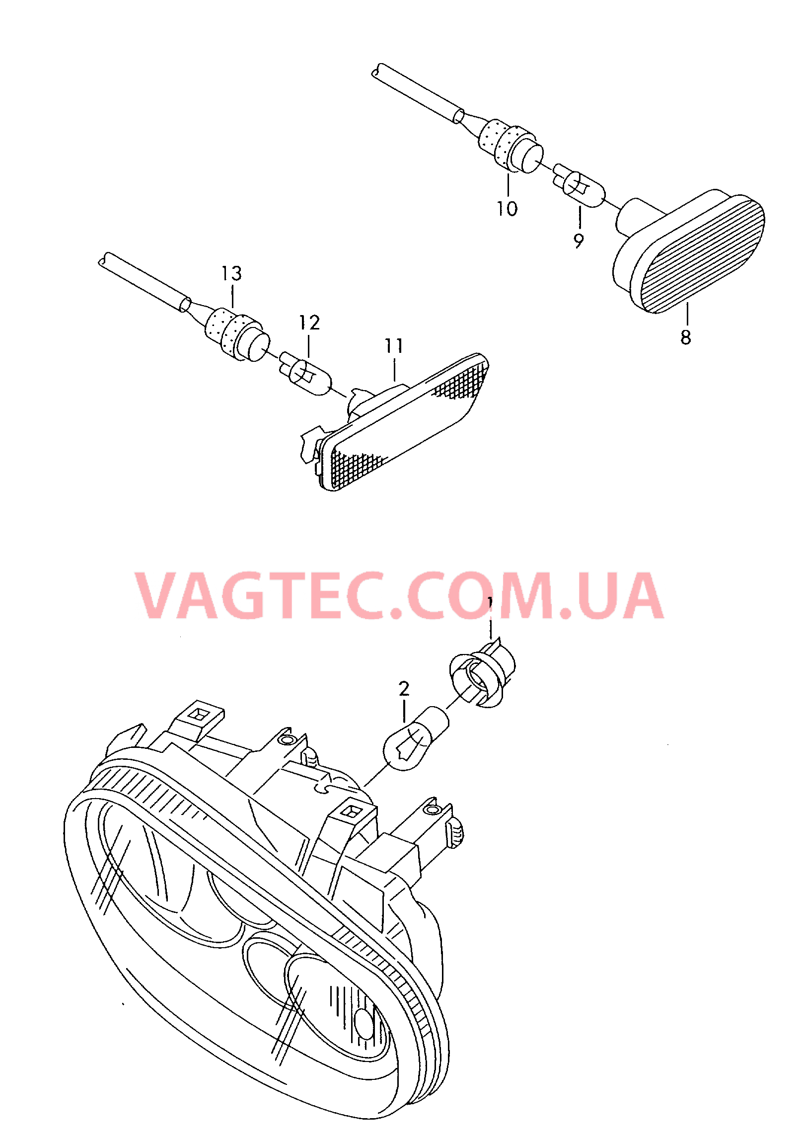 Фонарь указателя поворота Фонарь, боковой  для VOLKSWAGEN GOLF 2005-1