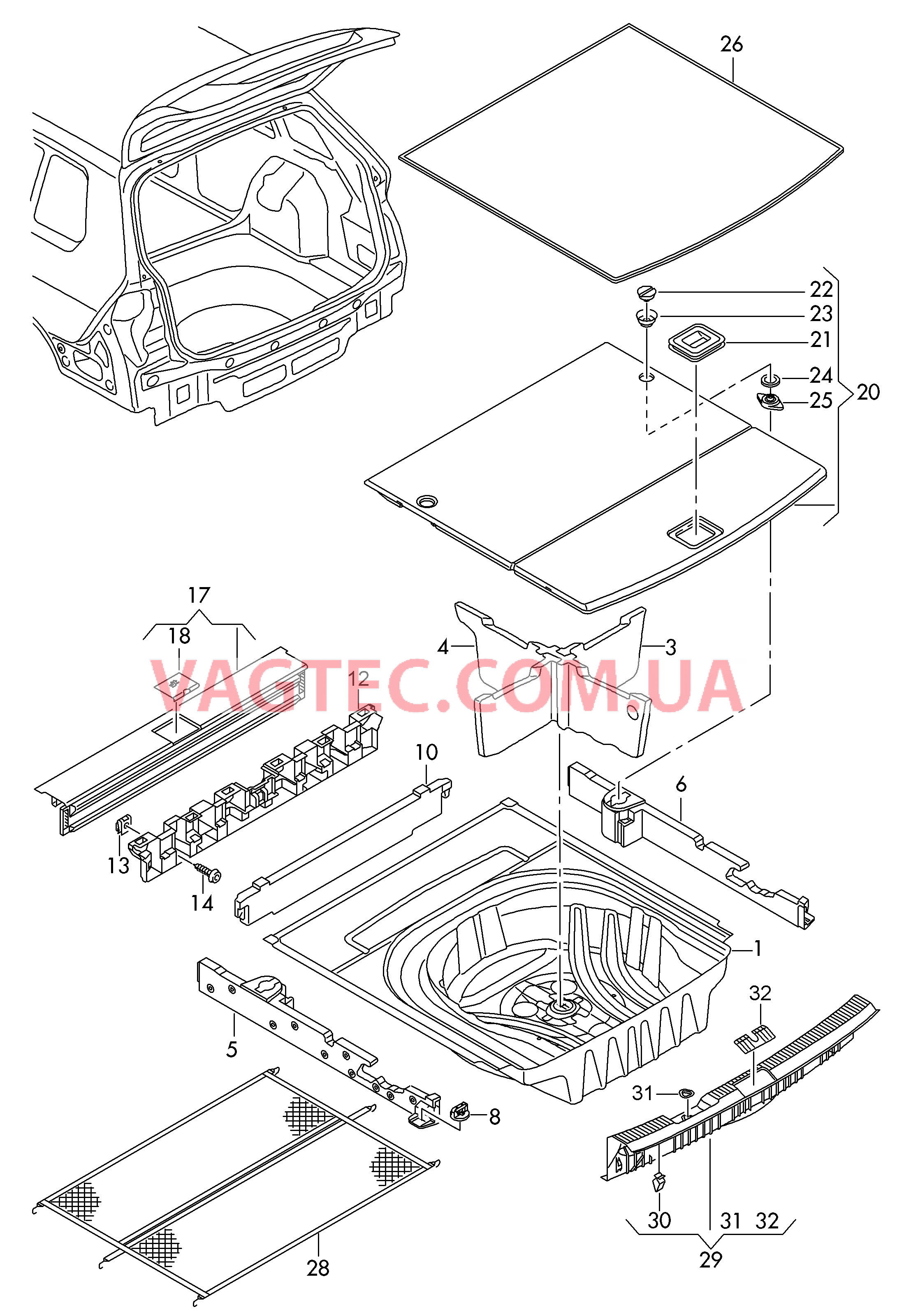 Коврик багажника Накладка для кронштейна замка  для VOLKSWAGEN GOLF 2017-1