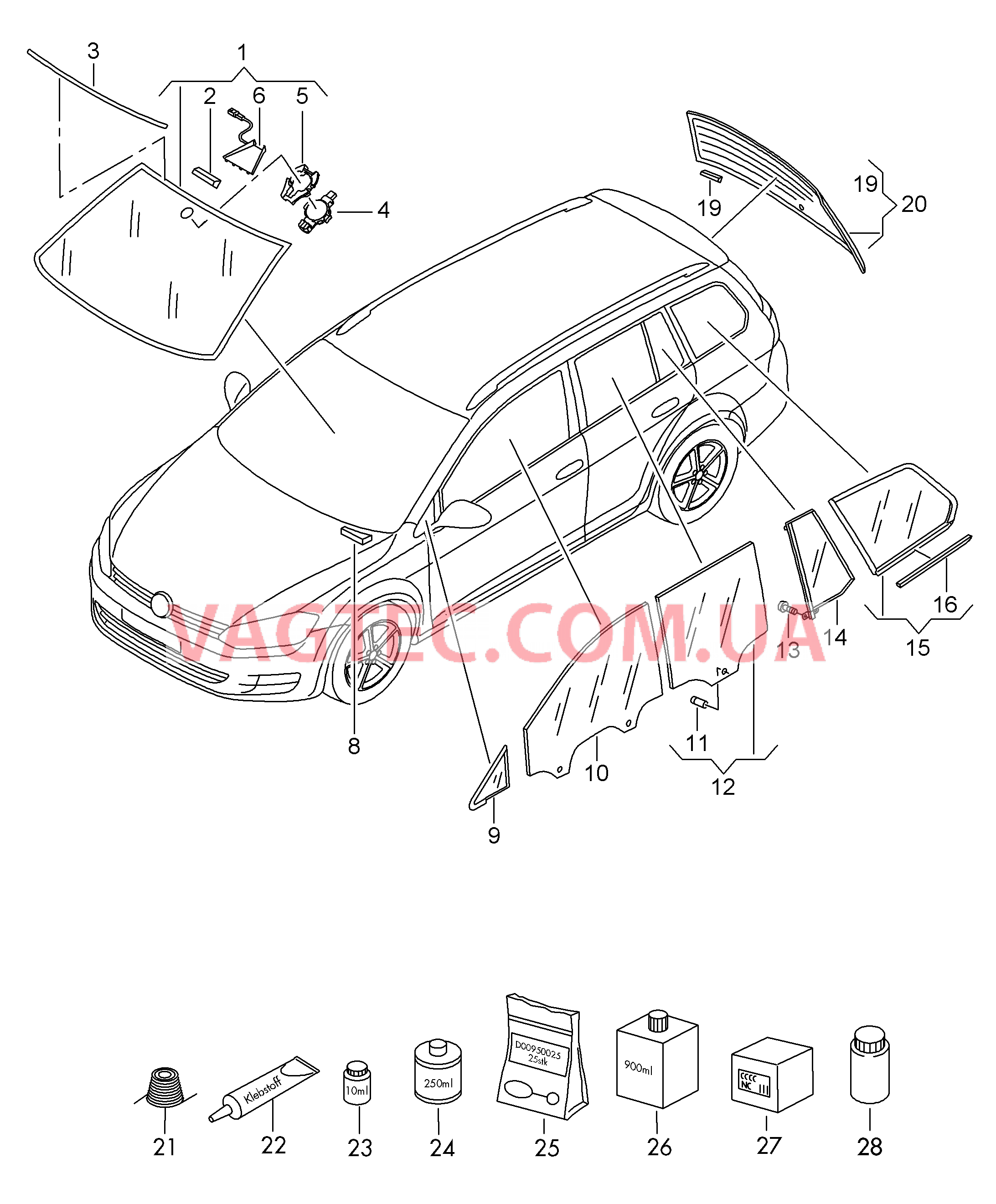 Стёкла  для VOLKSWAGEN GOLF 2017-1