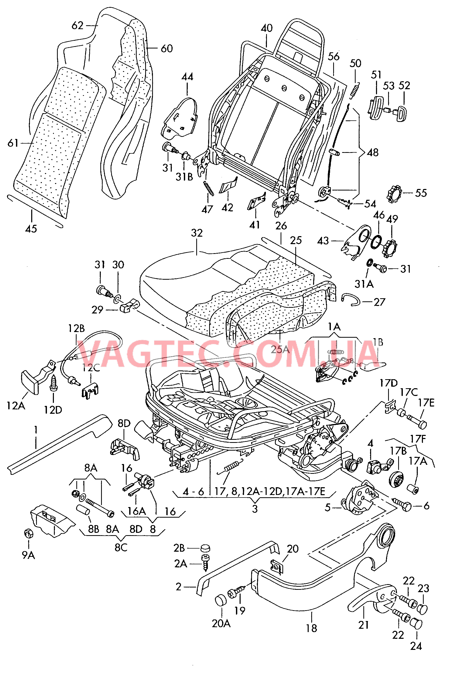 Cпортивные сиденья с встроенными подголовниками  для VOLKSWAGEN GOLF 2005-1