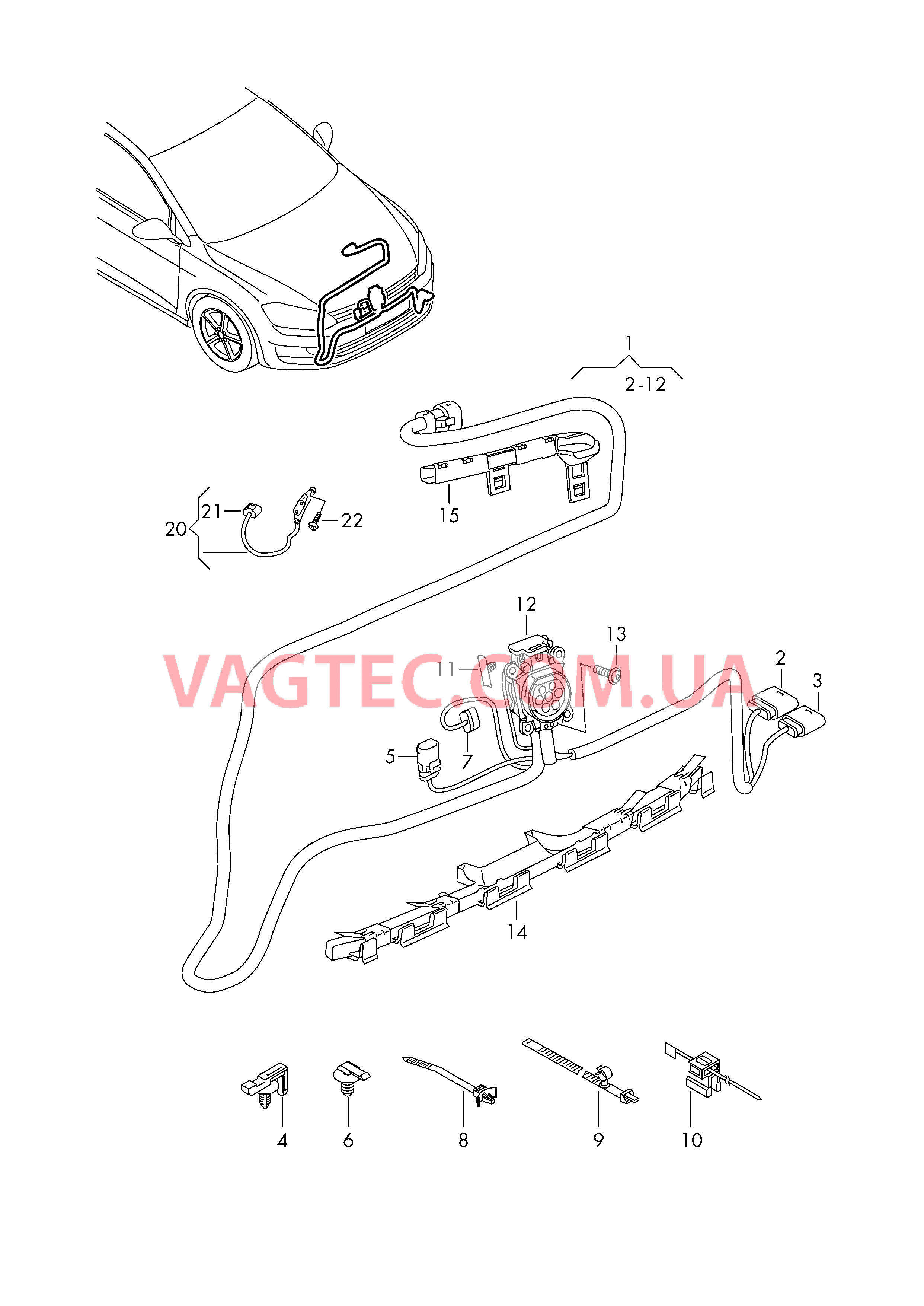 Жгут высоковольтных проводов для зарядной розетки  Дисплей  для VOLKSWAGEN GOLF 2014-1