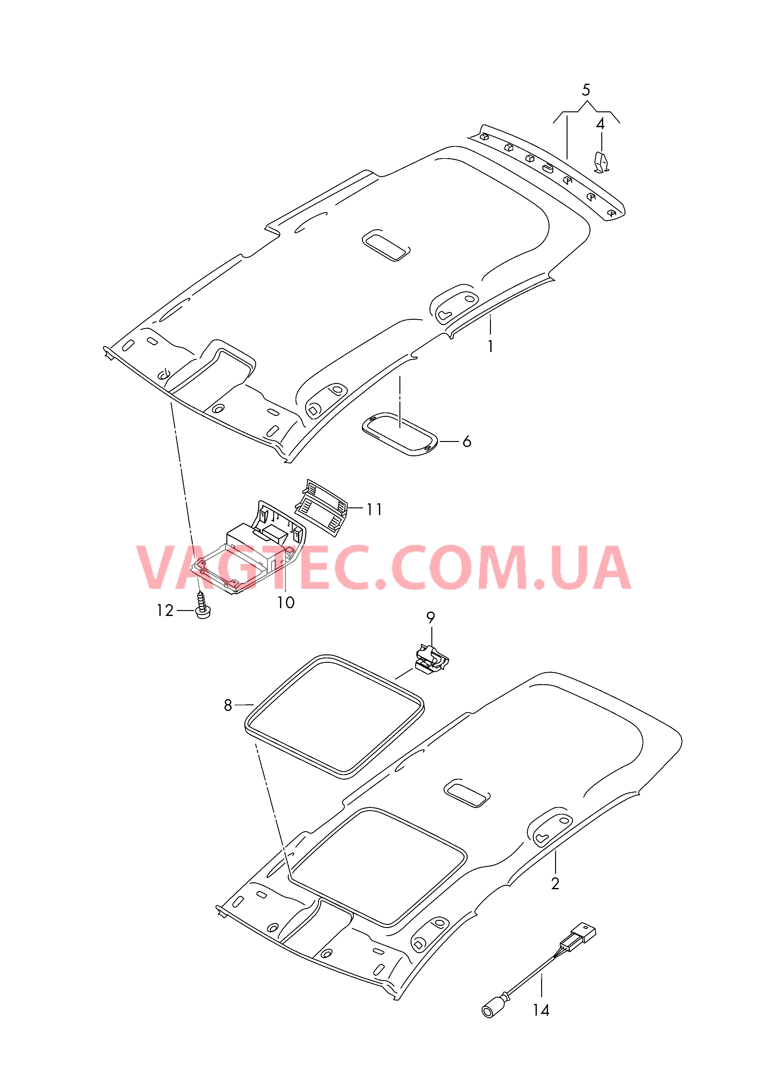 Формованная панель потолка  для VOLKSWAGEN GOLF 2014-1