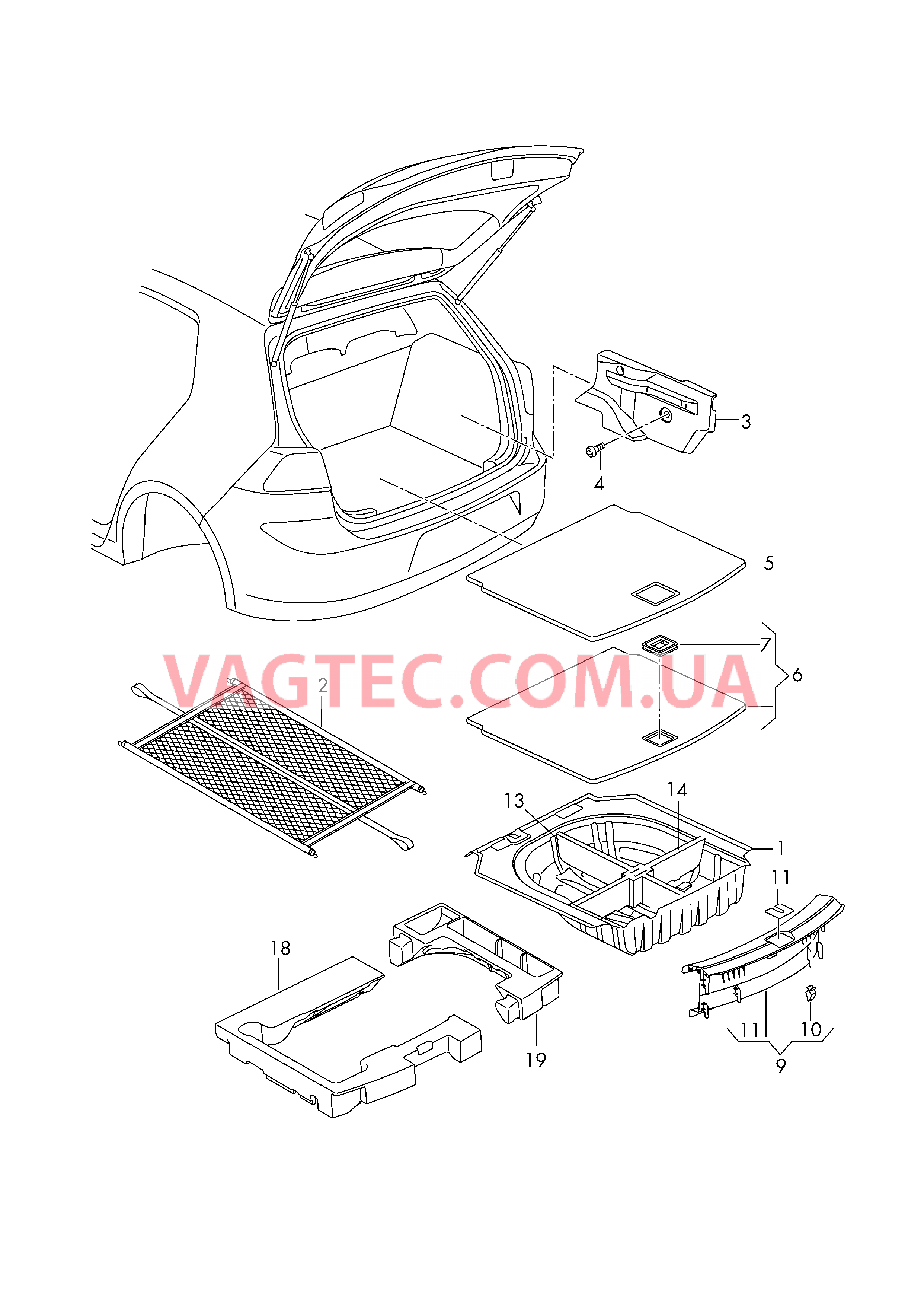 Коврик багажника Накладка для кронштейна замка  для VOLKSWAGEN GOLF 2013-2