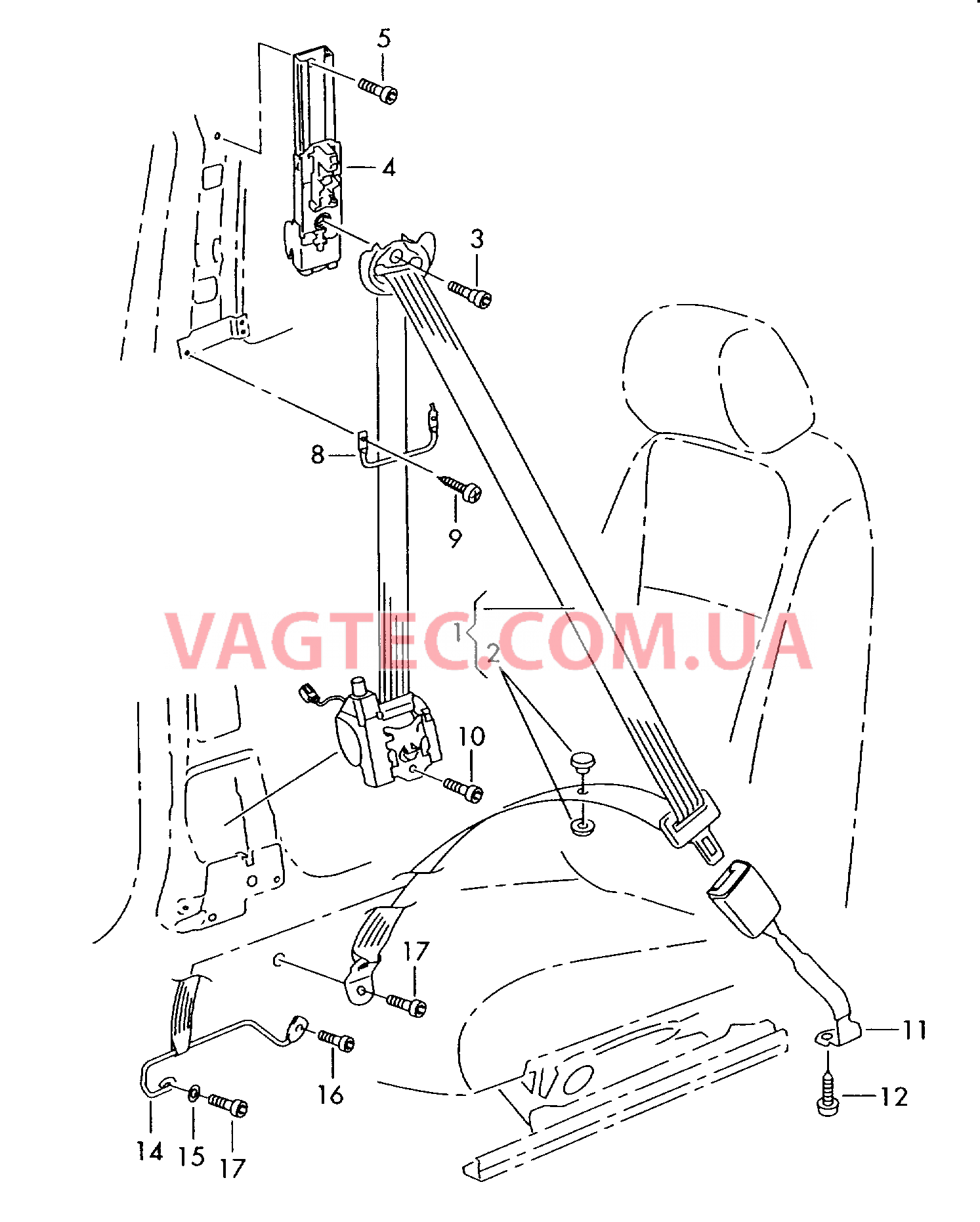 Трехточечн. ремень безопасн.  для VOLKSWAGEN GOLF 2006-1