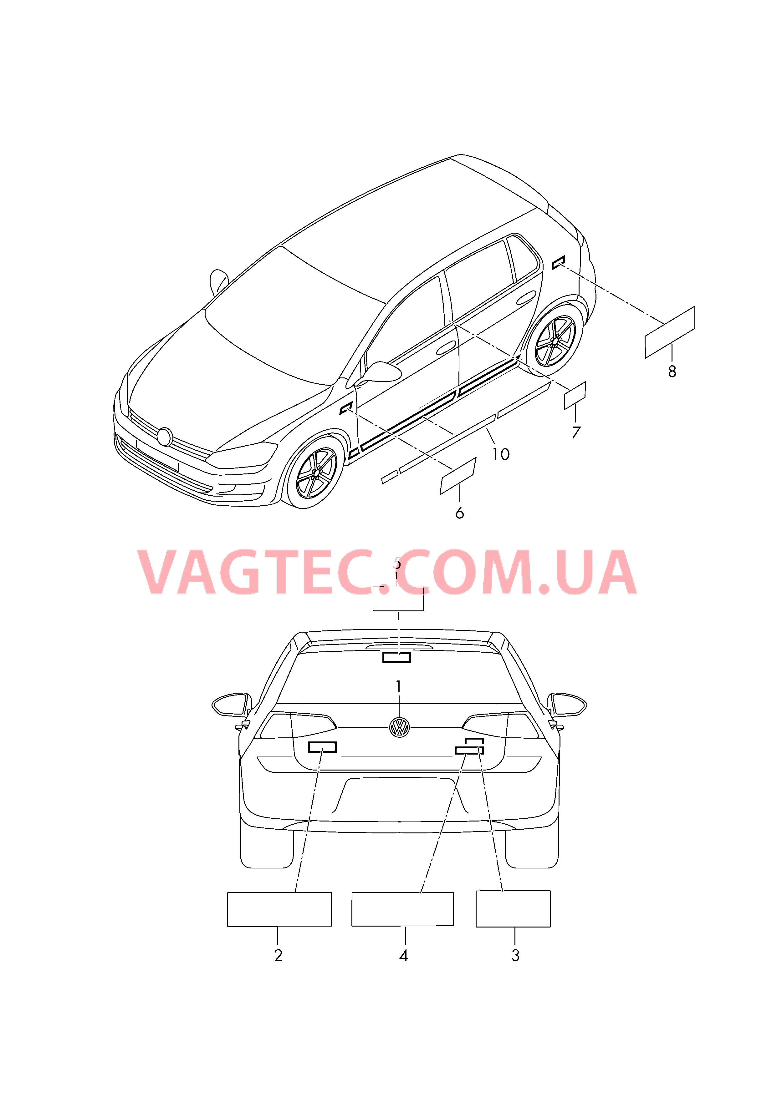 Надписи  для VOLKSWAGEN GOLF 2013-2