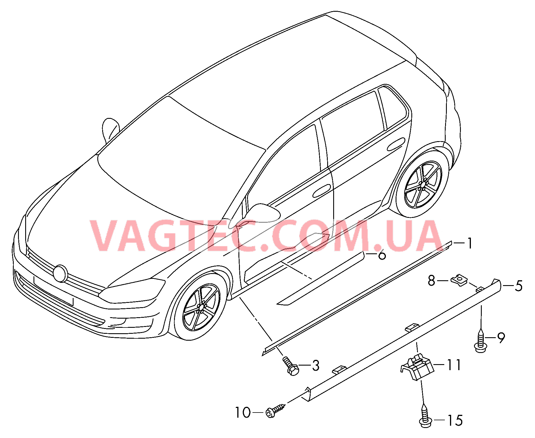 Накладка порога  для VOLKSWAGEN GOLF 2017